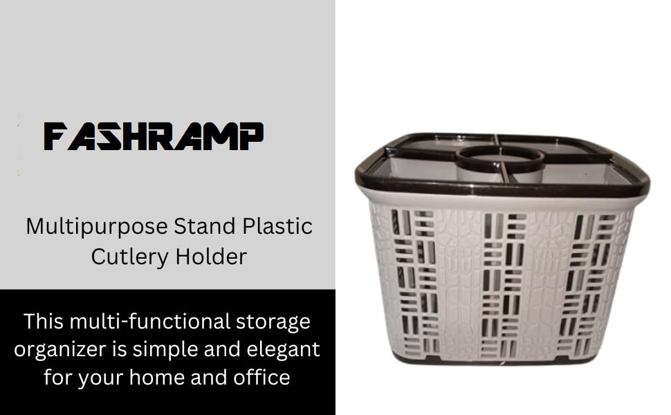 FASHRAMP Multipurpose Plastic Cutlery Holder - Kitchen Utensil Organizer Rack for Knives, Forks & Spoons - Countertop Tableware Storage Box (1-Piece Set) - Perfect for Kitchen Counter Organization & Dining Table Storage