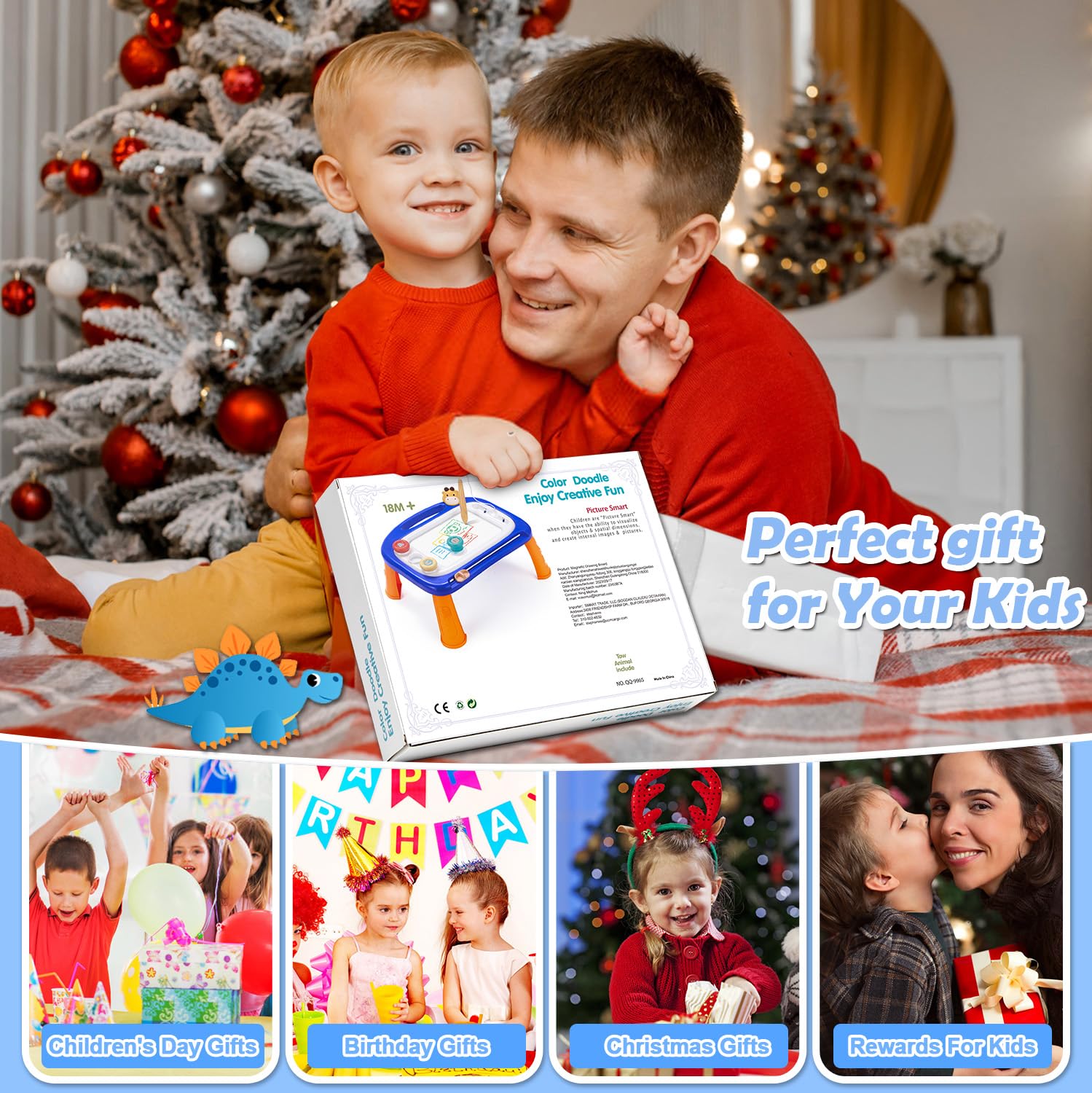 Magnetic Drawing Doodle Board for Toddlers 1-4 Years Old - Educational Learning Sketch Pad Toy for Boys & Girls - Perfect Birthday Gift for 1, 2, 3 Year Old Kids - Ideal for Home, Travel & Preschool Activities