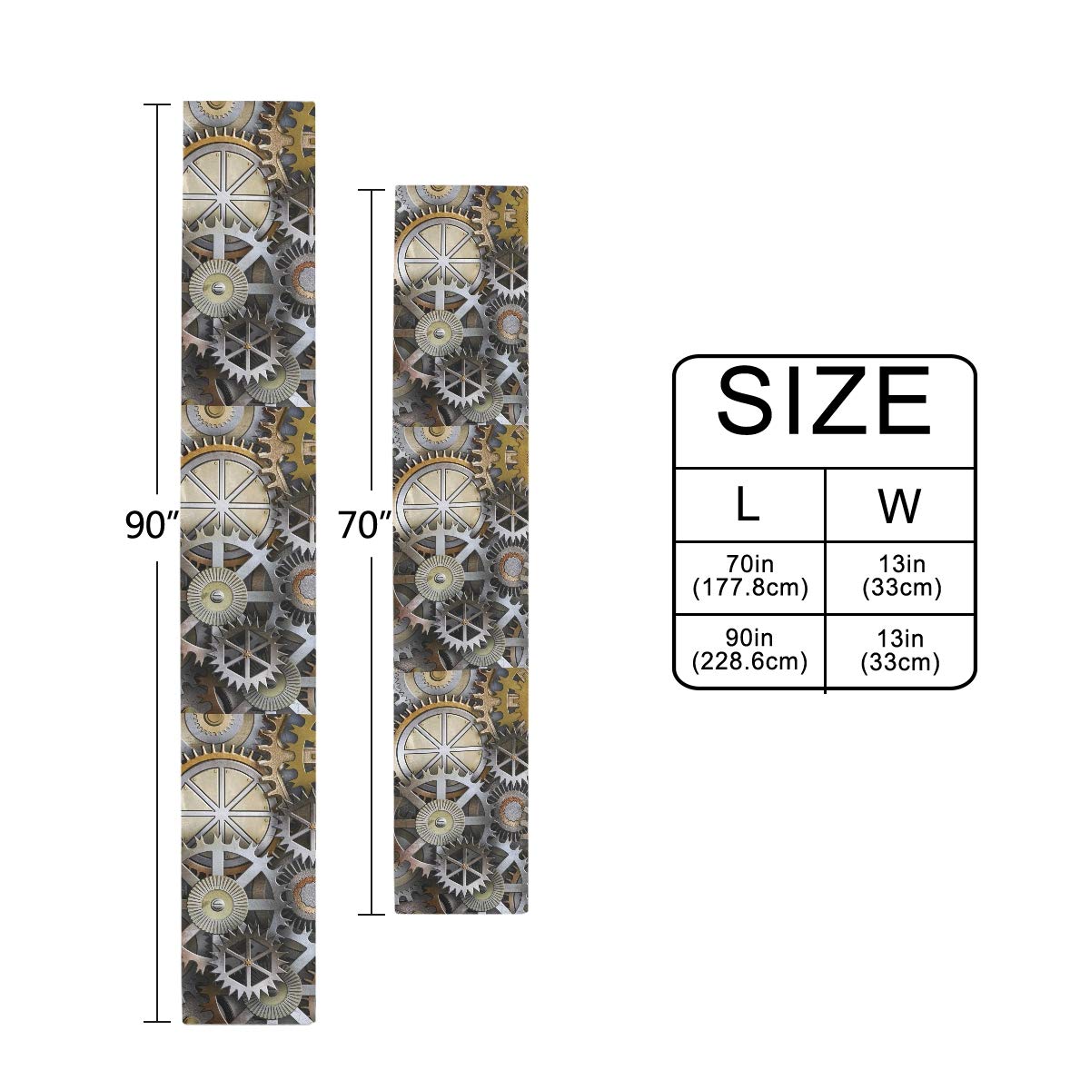AUUXVA Punk Machine Gear Table Runner 13x70 Inch - Stylish Rectangle Polyester Tablecloth for Office, Kitchen, Dining, Wedding & Home Decor - Perfect for Coffee Tables, Buffets and Party Decorations