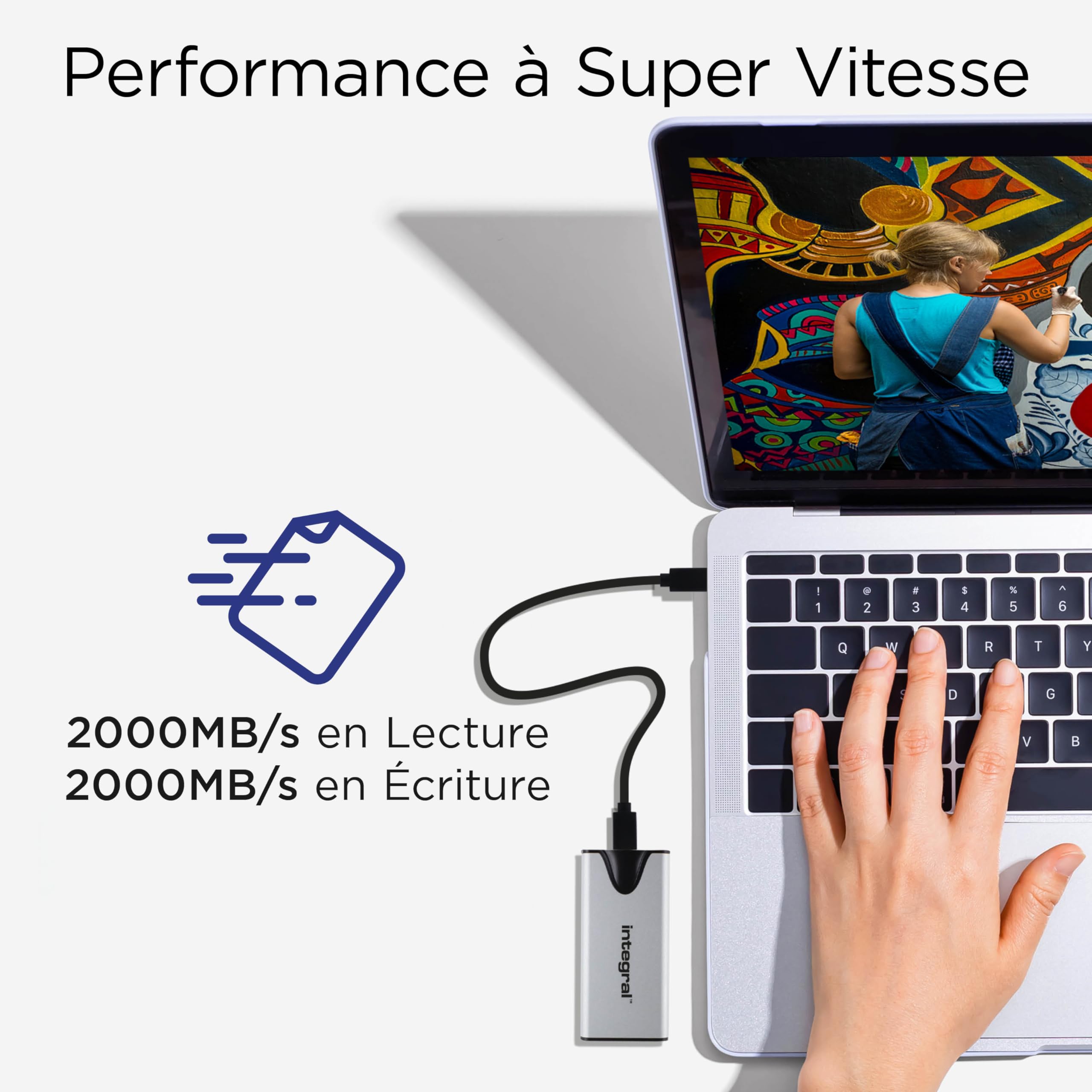 Integral SlimXpress Pro 2TB Portable SSD - Ultra Fast 2000MB/s Read/Write Speed, USB 3.2 Gen 2x2, Compact Aluminum Design for Mac/PC/Android/XBOX/PS5 - Perfect for Gaming, 4K Video Editing & External Storage Solutions