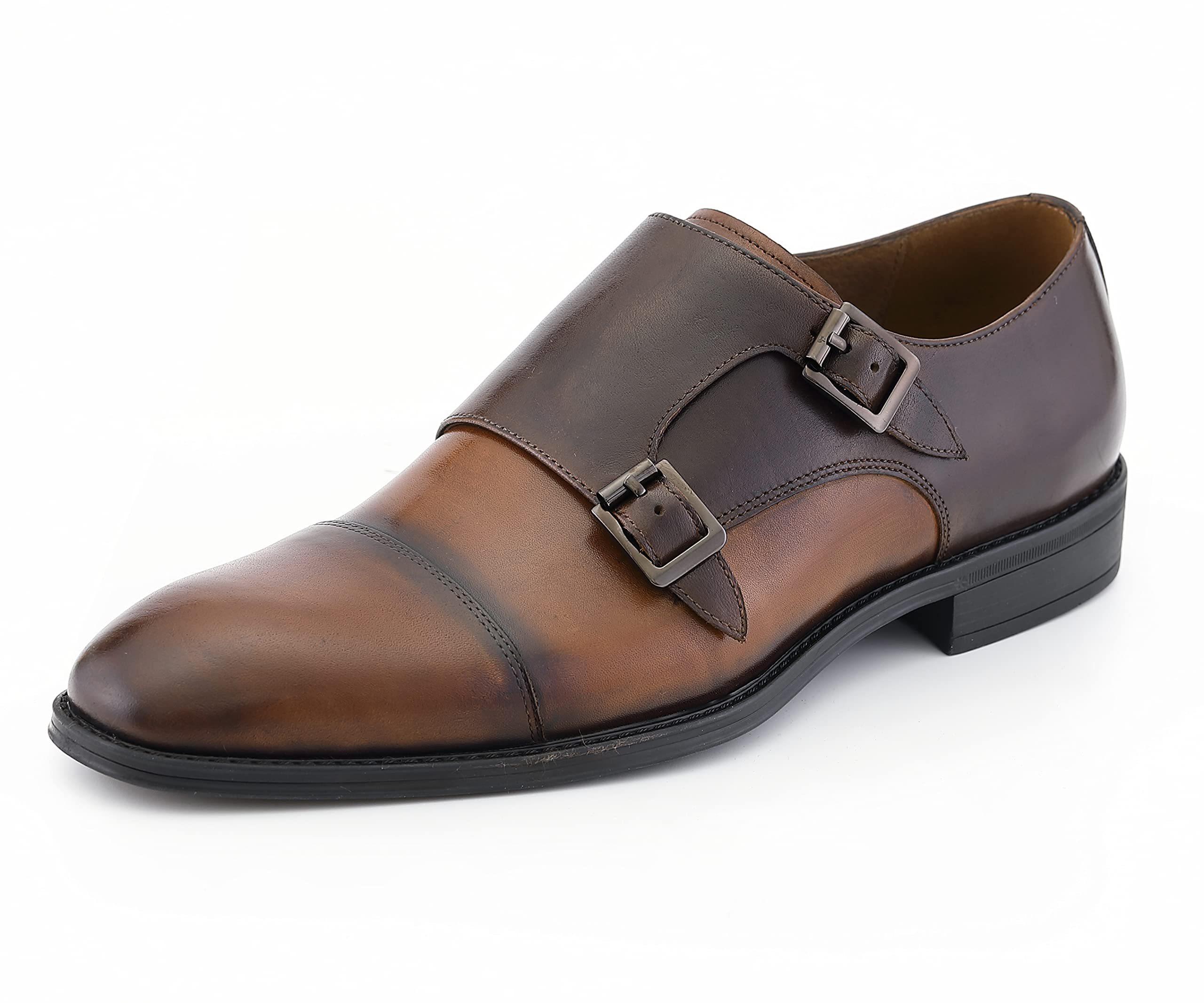 Asher Green AG1101 Genuine Calf Leather Men's Dress Shoes - Formal Double Monk Strap Cap Toe Oxfords for Business & Wedding - Comfortable Professional Office Shoes for Men