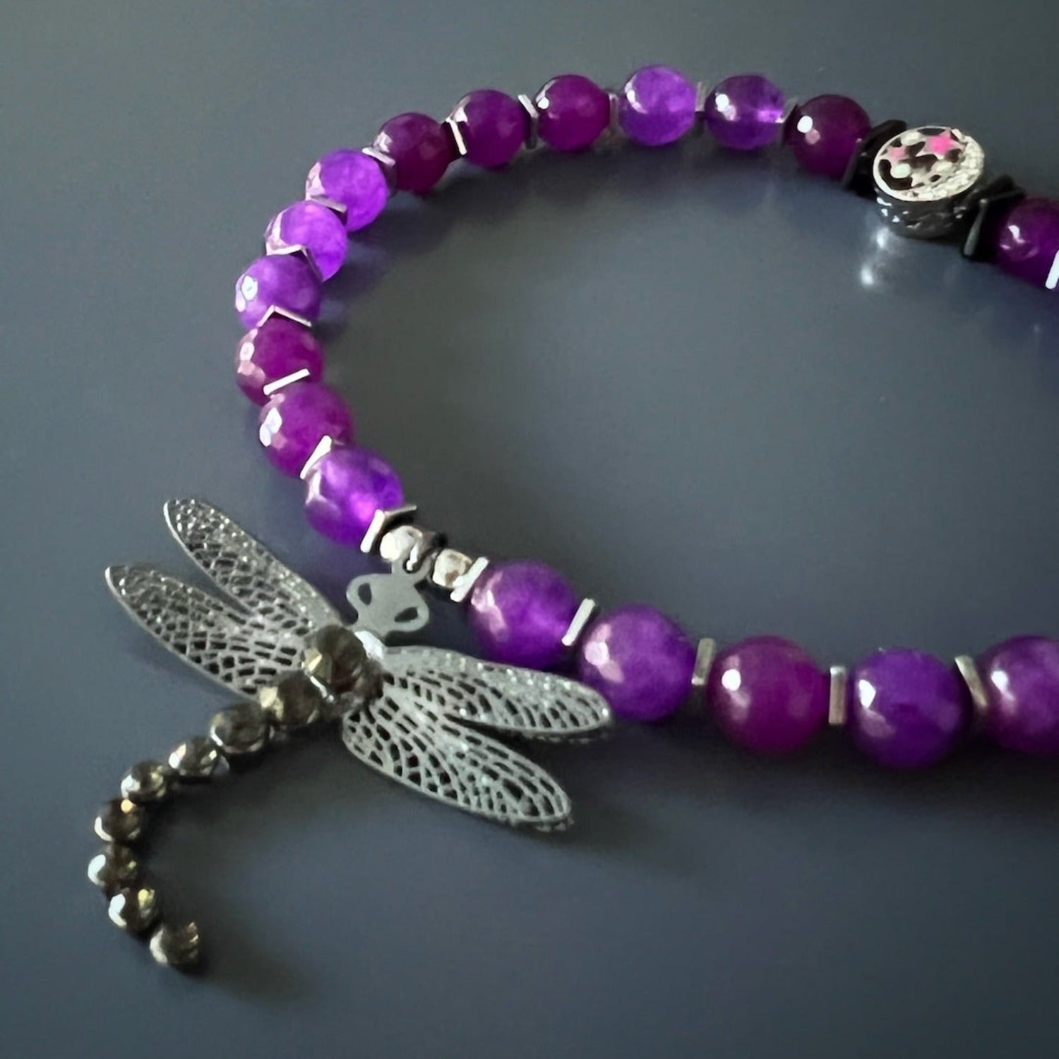 Silver Dragonfly Purple Beaded Ankle Bracelet for Women - Boho Chic Adjustable Foot Chain Jewelry - Perfect for Summer Festivals, Beach Vacations & Boho Fashion Accessories