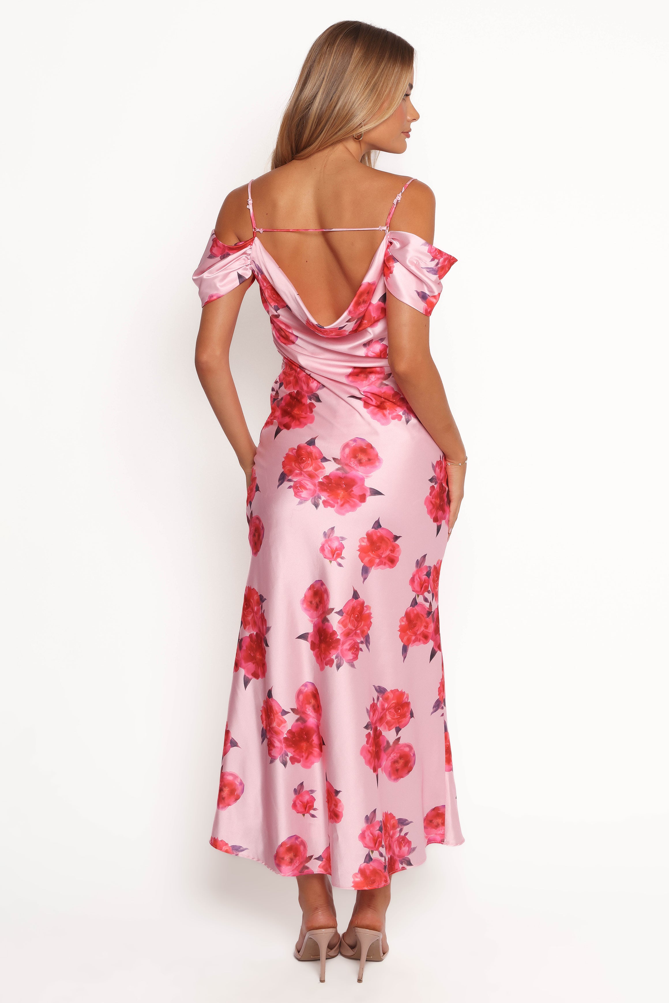 Elegant Esther Midi Dress in Soft Pink | Flowy Women's Summer Dress for Casual Outings & Special Occasions