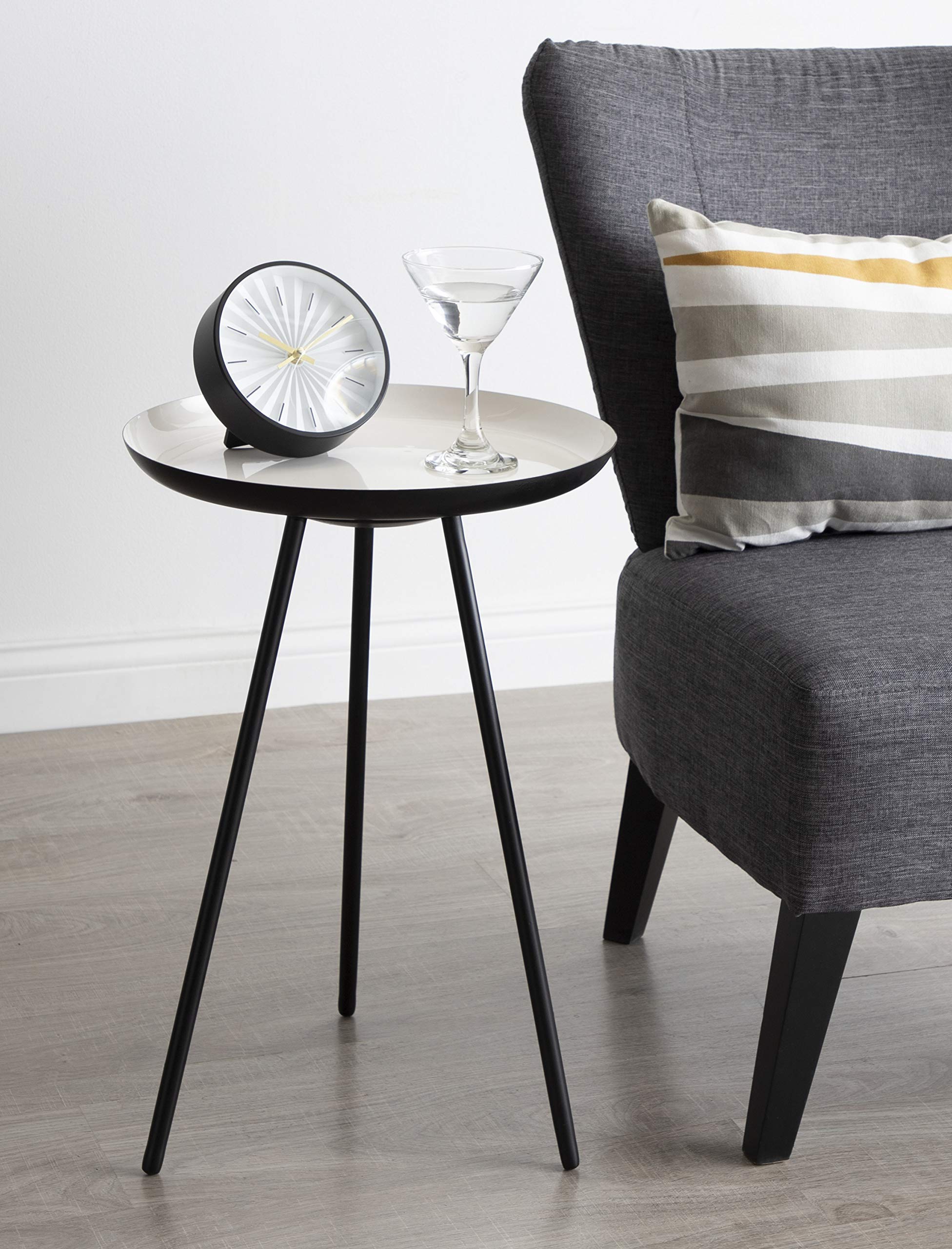 Kate & Laurel Laranya Modern Side Table - 15x15x22.5 Inch White & Black End Table - Perfect for Living Room, Bedroom, Office - Great as Sofa Side Table, Nightstand or Decorative Accent Piece