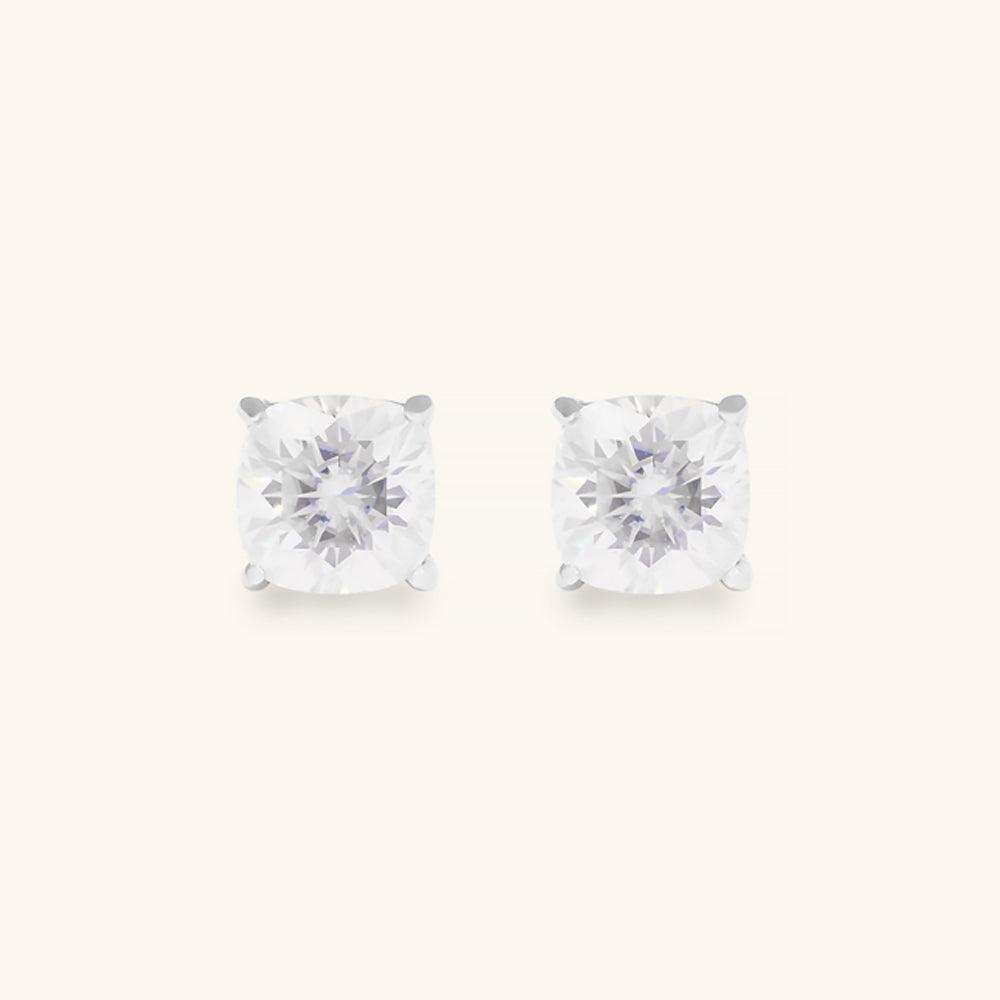 Premium Moissanite Stud Earrings - Classic Cushion Cut for Women | Hypoallergenic & Durable | Perfect for Weddings, Anniversaries & Everyday Elegance