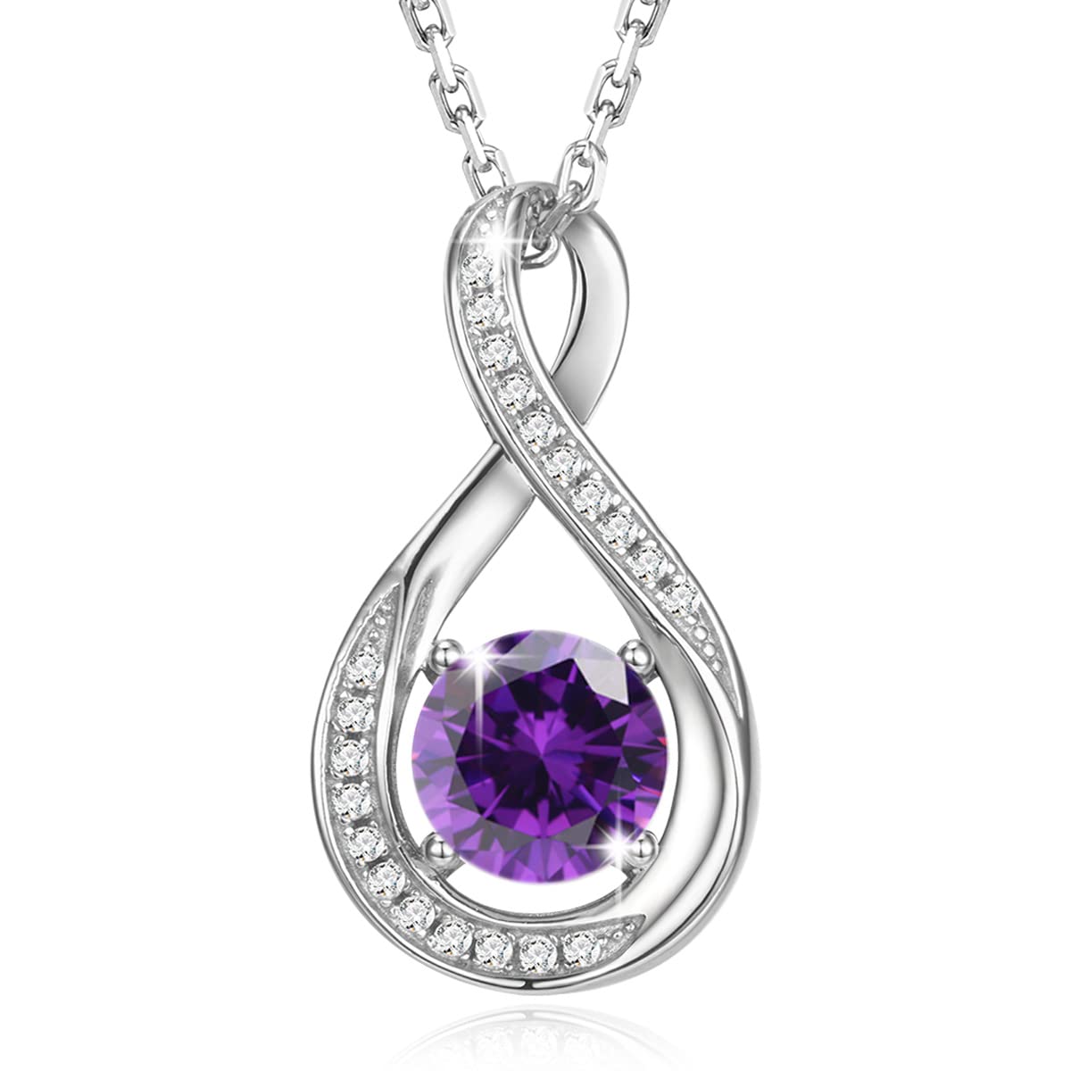 925 Sterling Silver Birthstone Necklace for Women - Infinity Pendant with Adjustable Chain | Personalized Fine Jewelry Gift for Her, Mom, Wife | Birthday, Anniversary, Mother's Day Present | Everyday Wear & Special Occasions