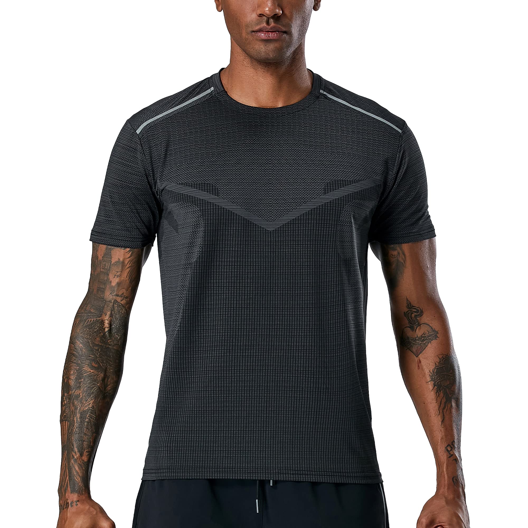 Men's Workout Shirts - Short Sleeve Moisture Wicking Dry Fit T-Shirts for Gym & Running | Breathable Crew Neck Activewear for Men