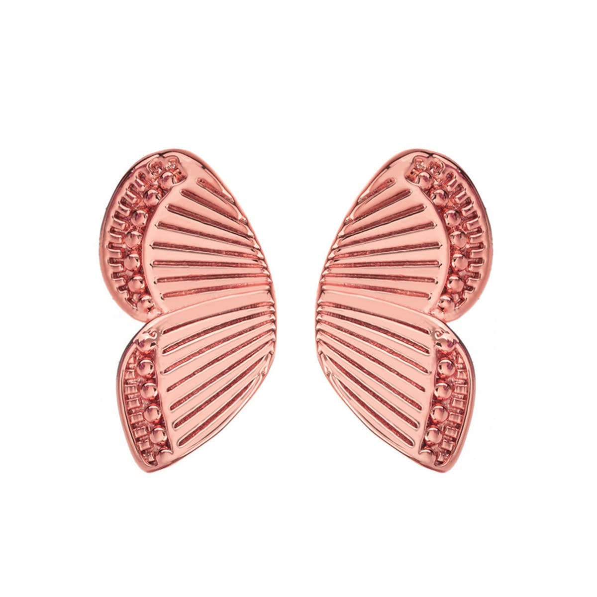 14K Gold Plated Butterfly Wings Stud Earrings for Women - Minimalist Lightweight Cartilage Earrings in Silver & Rose Gold - Dainty Hypoallergenic Jewelry for Everyday Wear & Special Occasions
