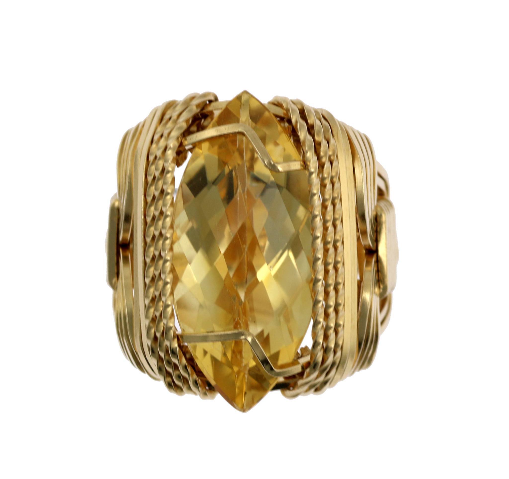 14K Gold Filled Citrine Marquise Cut Cocktail Ring – Elegant Statement Jewelry for Parties, Weddings & Special Occasions