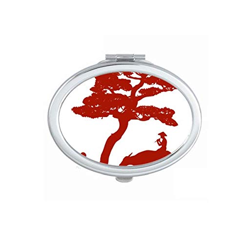 DIYthinker Chinese Cow Tree Culture Outline Mirror - Portable Foldable Double-Sided Makeup Mirror with Stand (Perfect for Travel, Home Vanity & Gift)