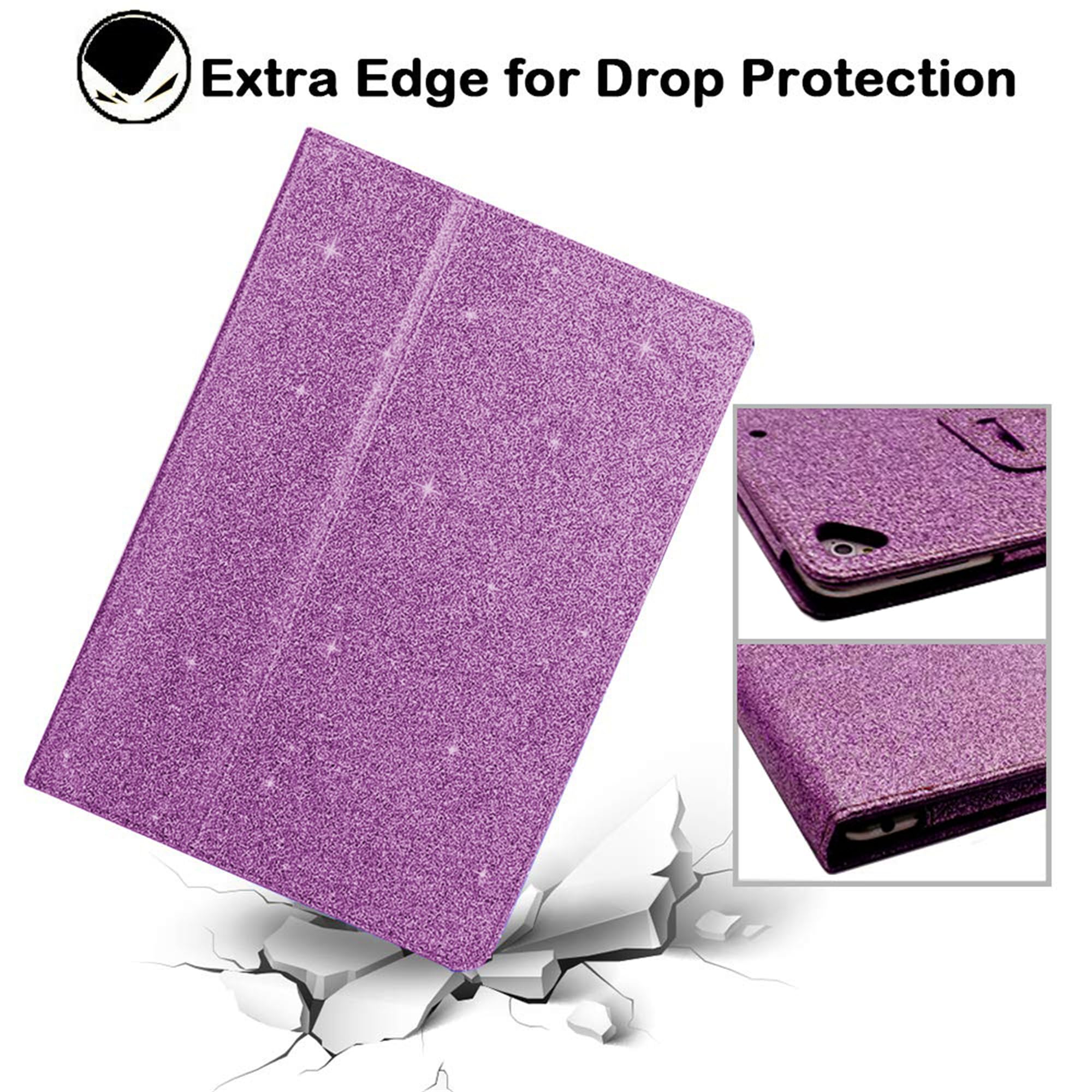 FS FANSONG Glitter iPad Case for iPad 9.7 (6th/5th Gen), iPad Air 1/2 & iPad Pro 2016-2018 - Slim PU Leather Cover with Auto Sleep/Wake - Shiny Protective Case for Women - Perfect for Work, School & Travel