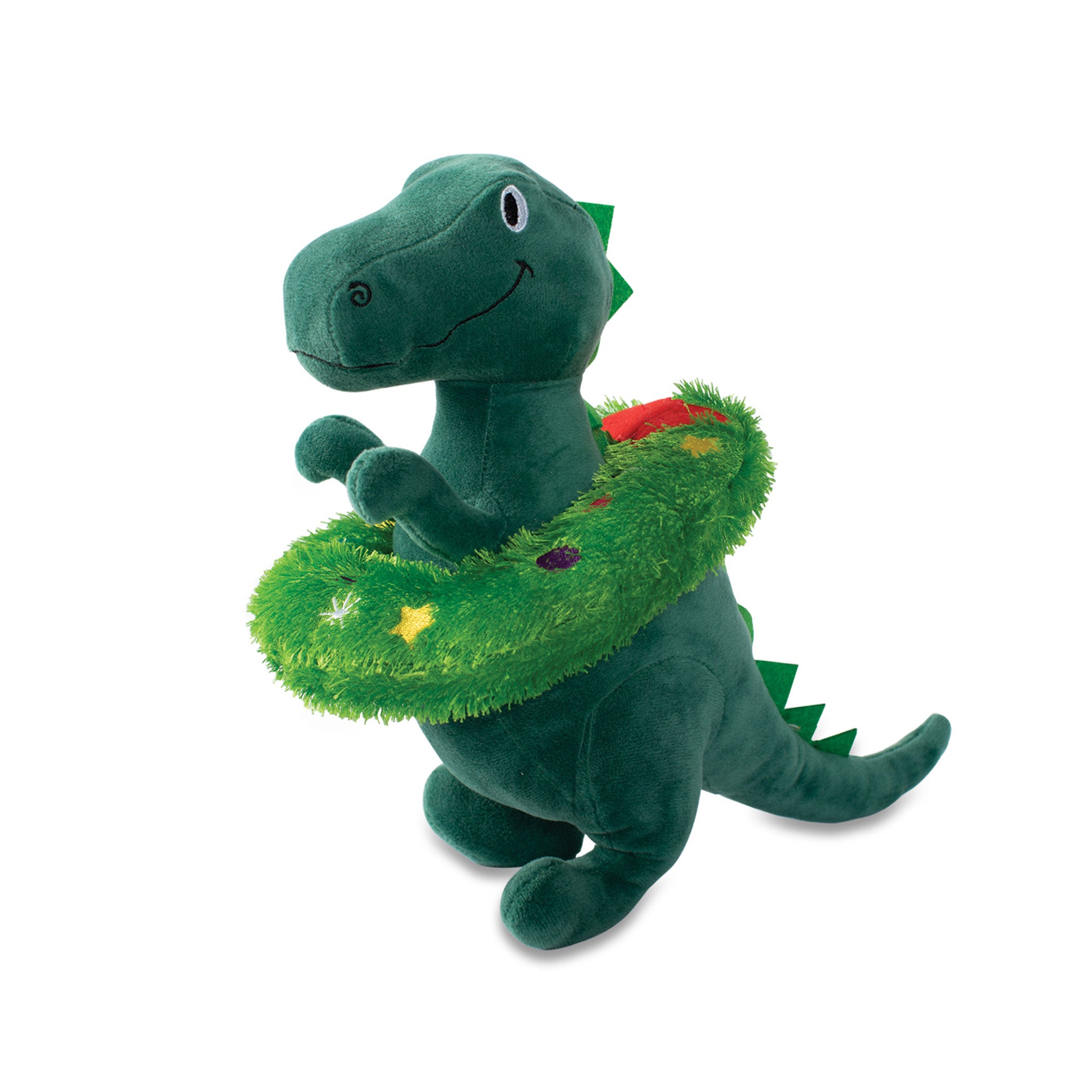 Fringe Rex the Halls Rex with Wreath Dog Toy - Durable Chew Toy for Small & Medium Dogs - Perfect for Christmas Playtime & Holiday Gifting