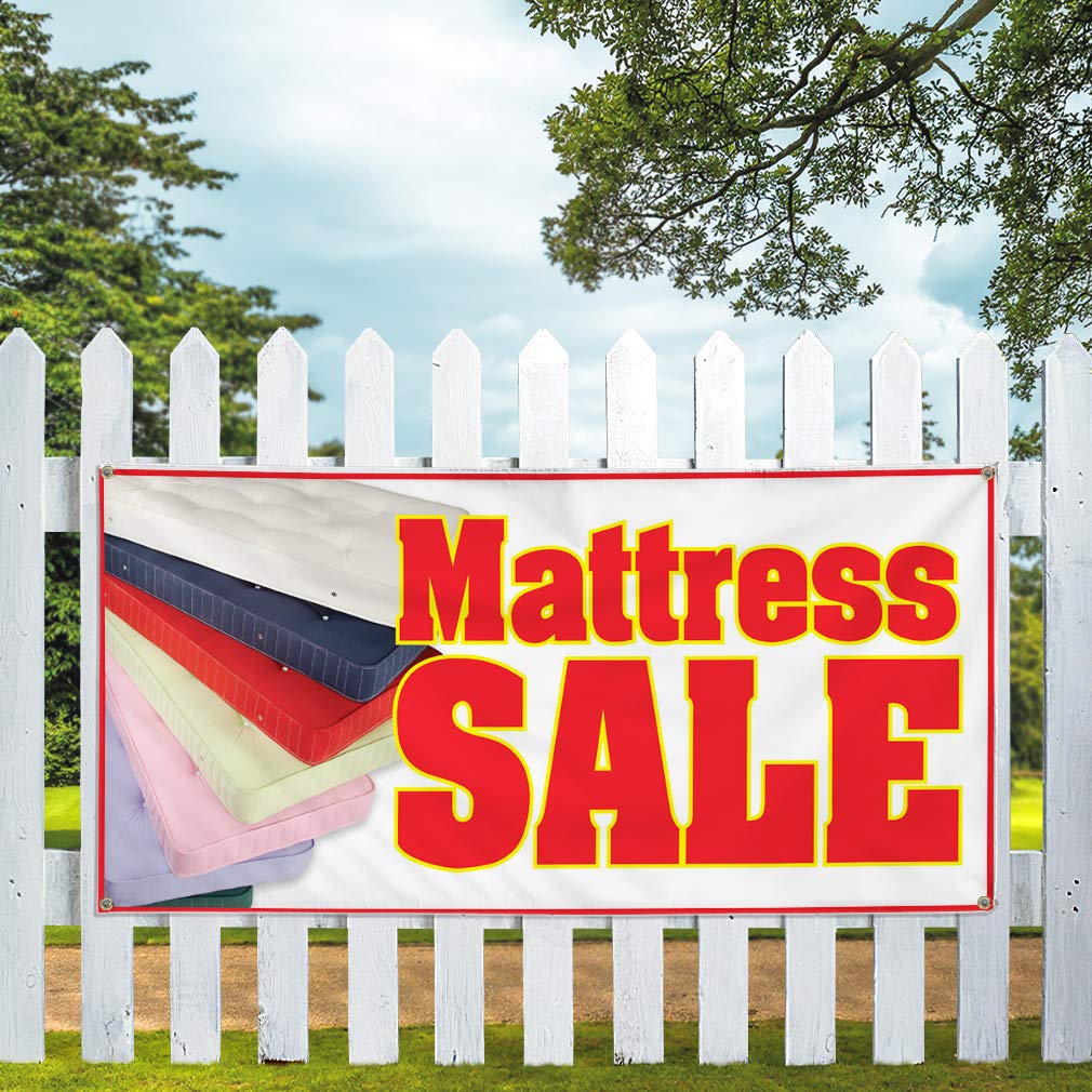 Vinyl Banner - 24x48 Inches with 4 Grommets | Weatherproof Mattress Sale Sign for Business, Outdoor & Industrial Use | Durable Yard Sign in Multiple Sizes (White) - Perfect for Storefronts, Trade Shows & Promotional Events