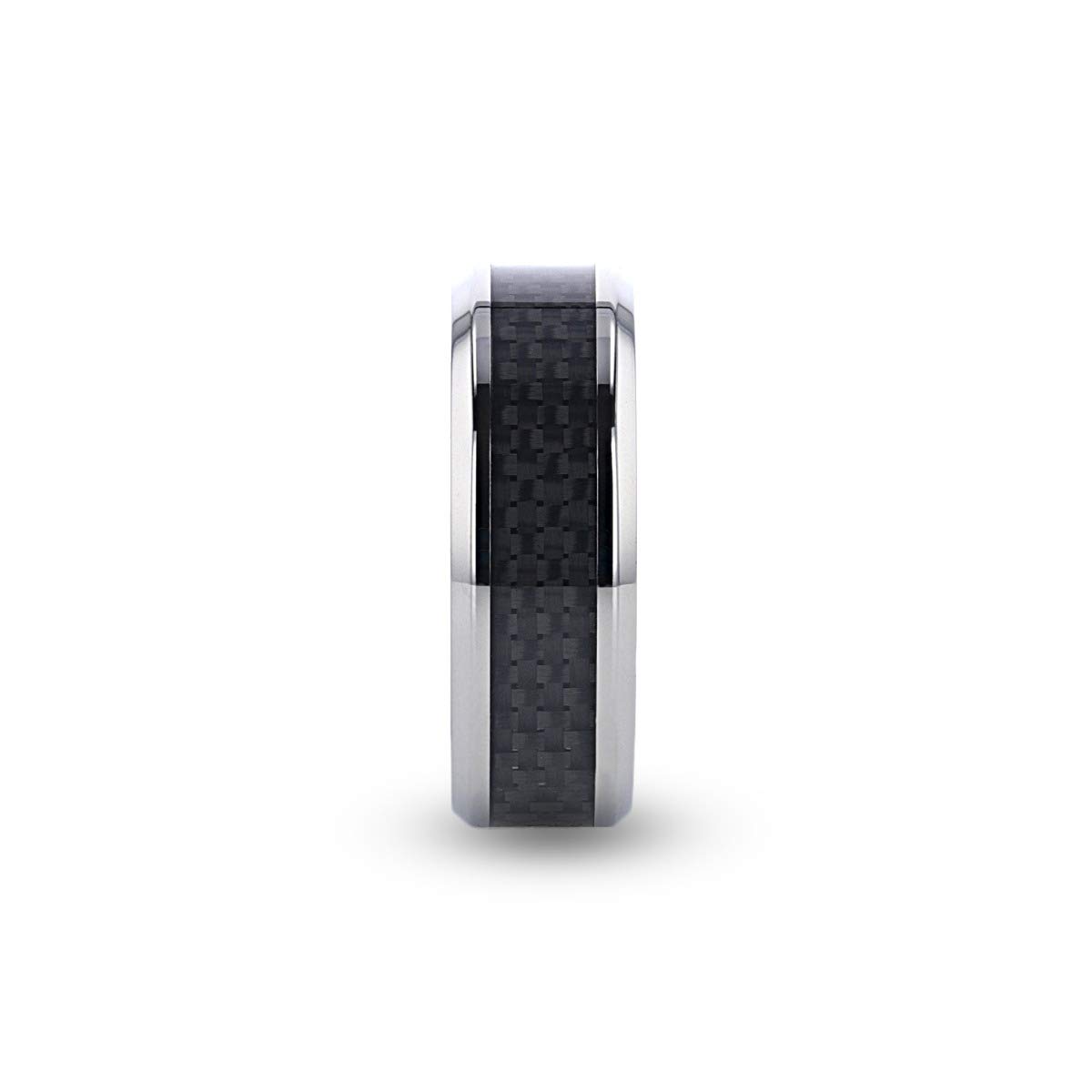 Colosseum Titanium Ring for Men - 8mm Comfort Fit Black Carbon Fiber Wedding Band | Durable & Lightweight Titanium Jewelry | Perfect for Engagement, Wedding, Anniversary Gifts