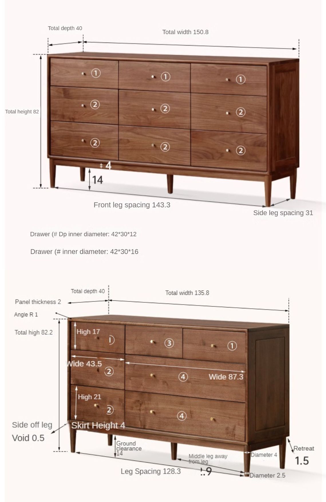 Solid Black Walnut & Oak Wood Drawer - Modern Porch Cabinet for Outdoor Storage & Entryway Organization | Perfect for Patio, Deck, and Garden Decor