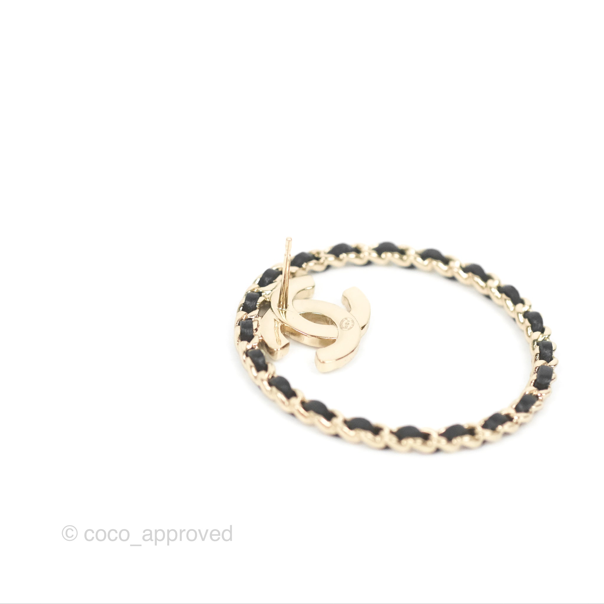Chanel CC Crystal Round Woven Chain Earrings in Gold Tone - 22B Collection | Luxury Fashion Jewelry for Women, Perfect for Parties, Weddings & Special Occasions