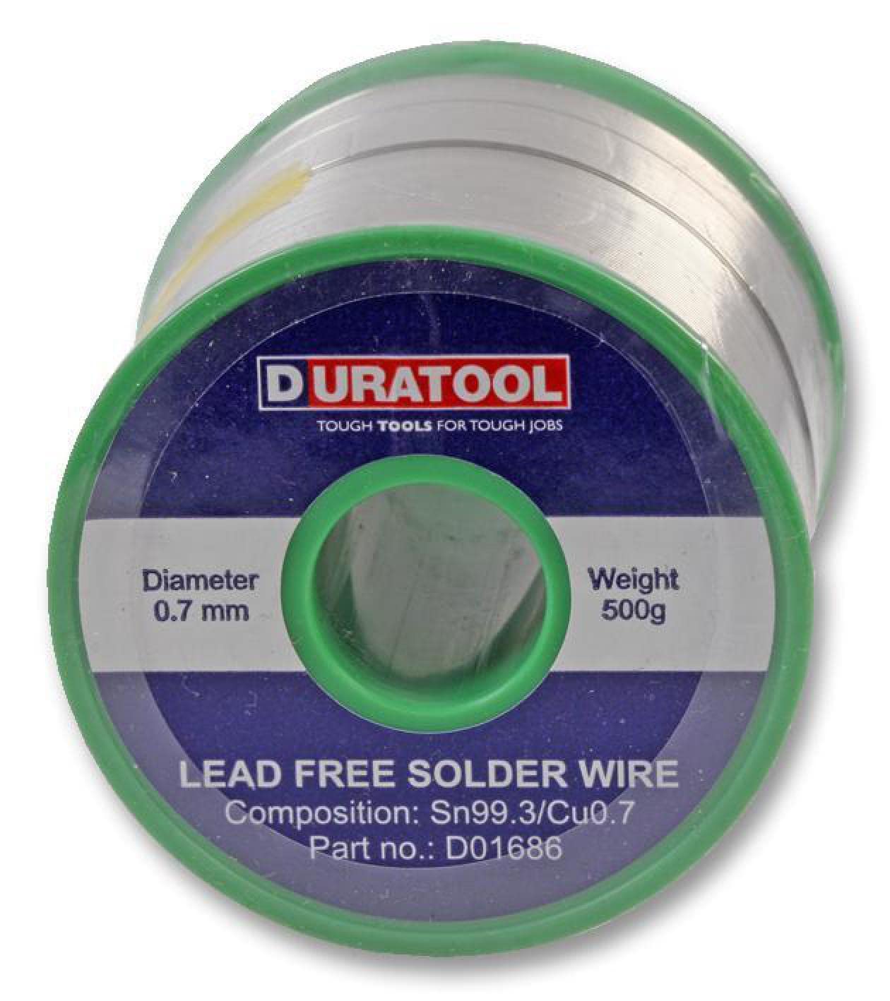 DURATOOL Lead-Free Solder Wire 0.7mm 500g - High Quality Rosin Core Flux for Electronics Repair, DIY Projects, and Circuit Board Soldering