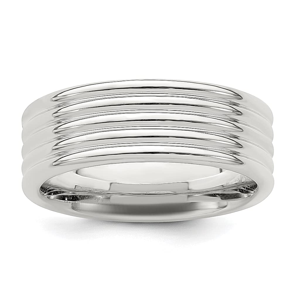 925 Sterling Silver 7mm 5 Row Wedding Ring Band - Size 10.5 Women's Fine Jewelry - Elegant Stackable Ring for Bridal, Anniversary & Special Occasion Gifts