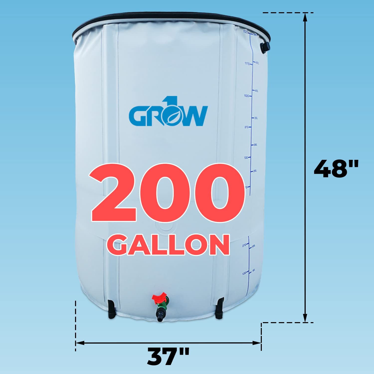 200 Gallon Collapsible Water Storage Tank - Portable Reservoir for Garden, Greenhouse & Outdoor Use | GROW1 Foldable Water Container for Plants, Irrigation & Emergency Water Supply
