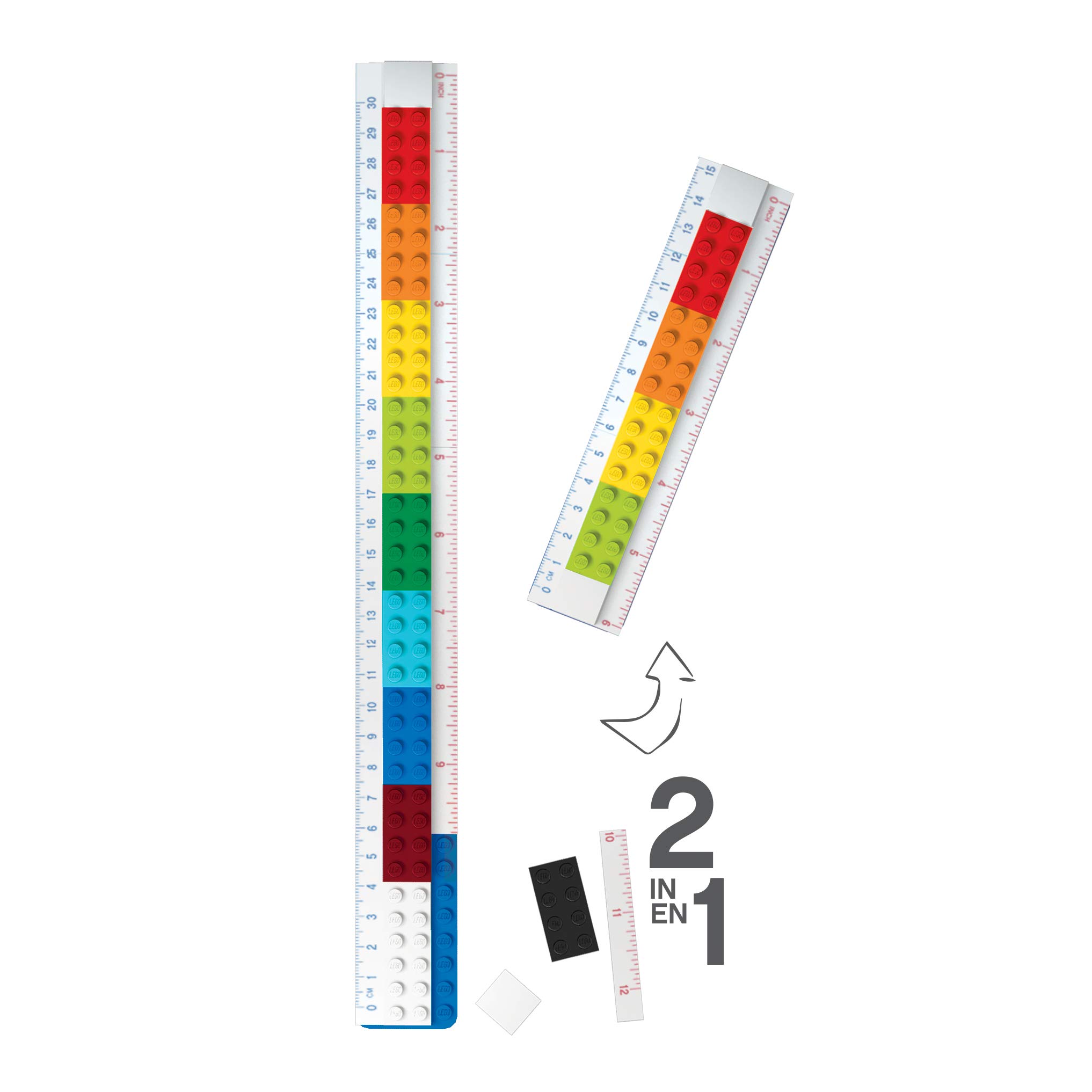 LEGO Buildable Ruler with Minifigure (52558) - Creative Measuring Tool for Kids Ages 6+, Includes 1 Ruler & Random Minifigure - Perfect for School, Office & STEM Learning Activities