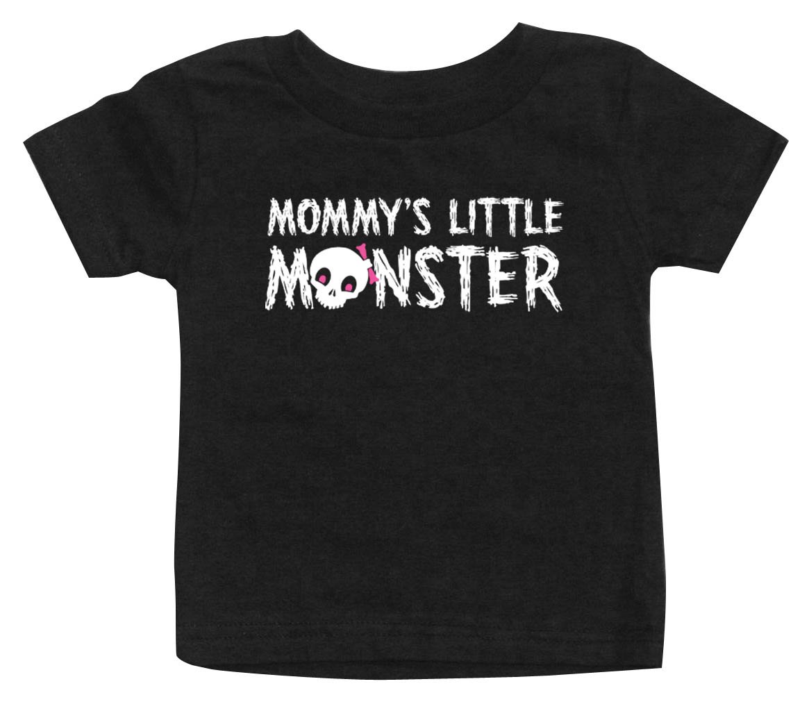 Mommy's Little Monster Cute Skull Print T-Shirt for Girls | Trendy Graphic Tee for Kids | Perfect for Halloween, Birthday Parties & Casual Wear
