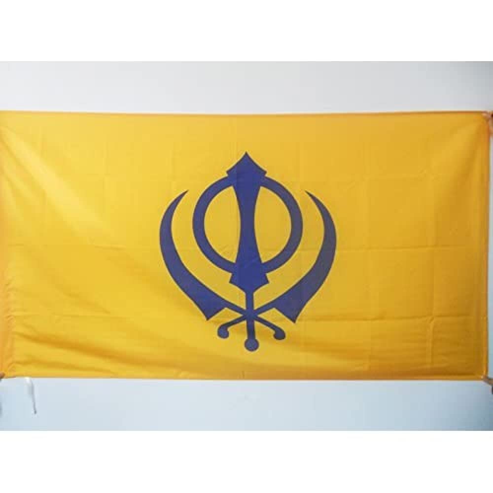 Sikh Flag 3x5 ft with Pole Hole - 90x150cm Religious Banner for Outdoor & Indoor Use