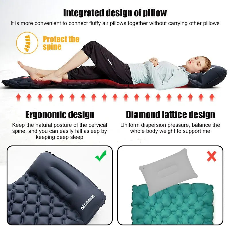 Ultralight Inflatable Camping Sleeping Pad - Portable Air Mattress for Backpacking, Hiking & Outdoor Adventures - Compact & Comfortable for Travel & Camping Trips