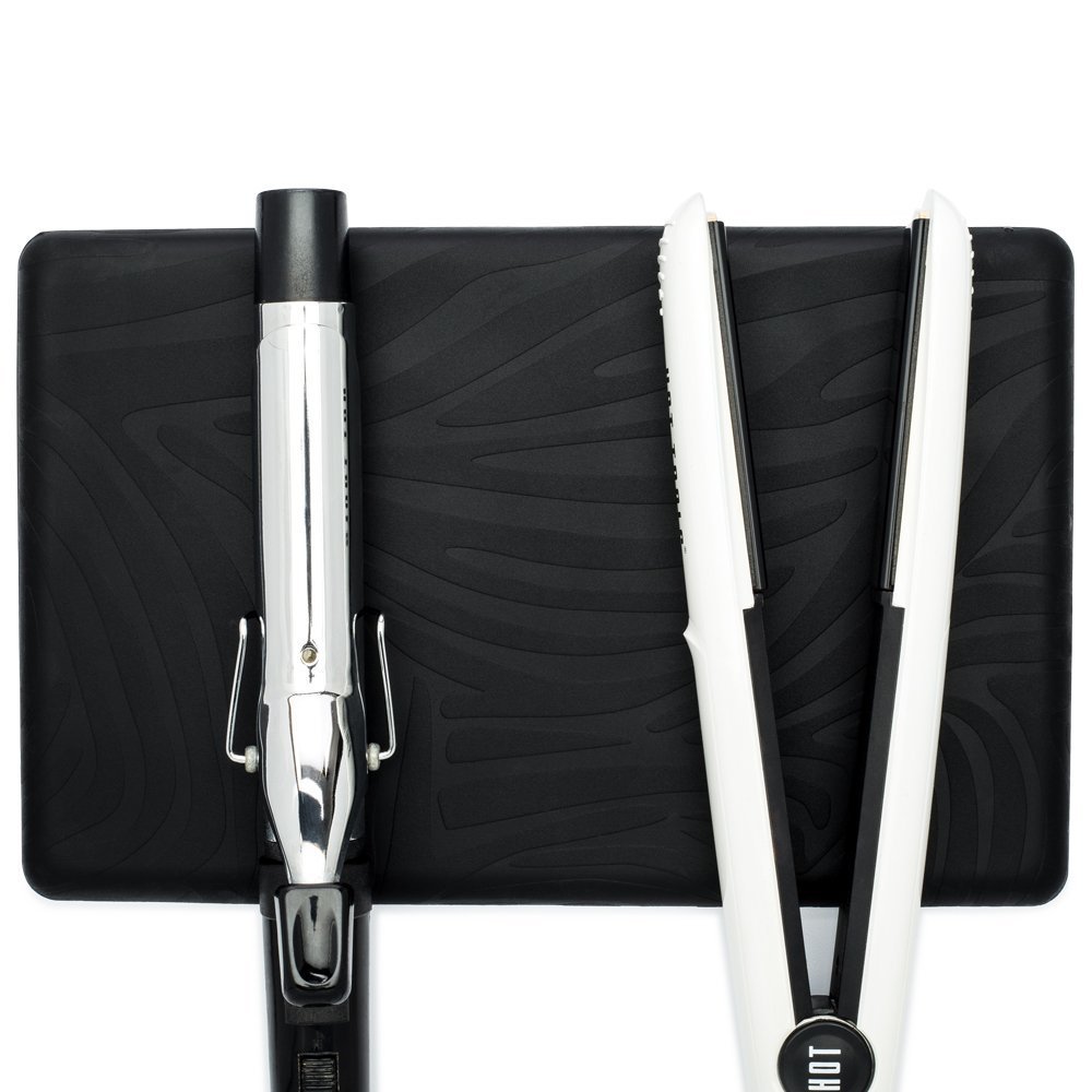 Heat Resistant Silicone Mat for Hair Straightener & Flat Iron | Non-Slip Hot Styling Tool Pad with Travel Hair Dryer Storage Bag | Perfect for Salon, Bathroom & Travel Use