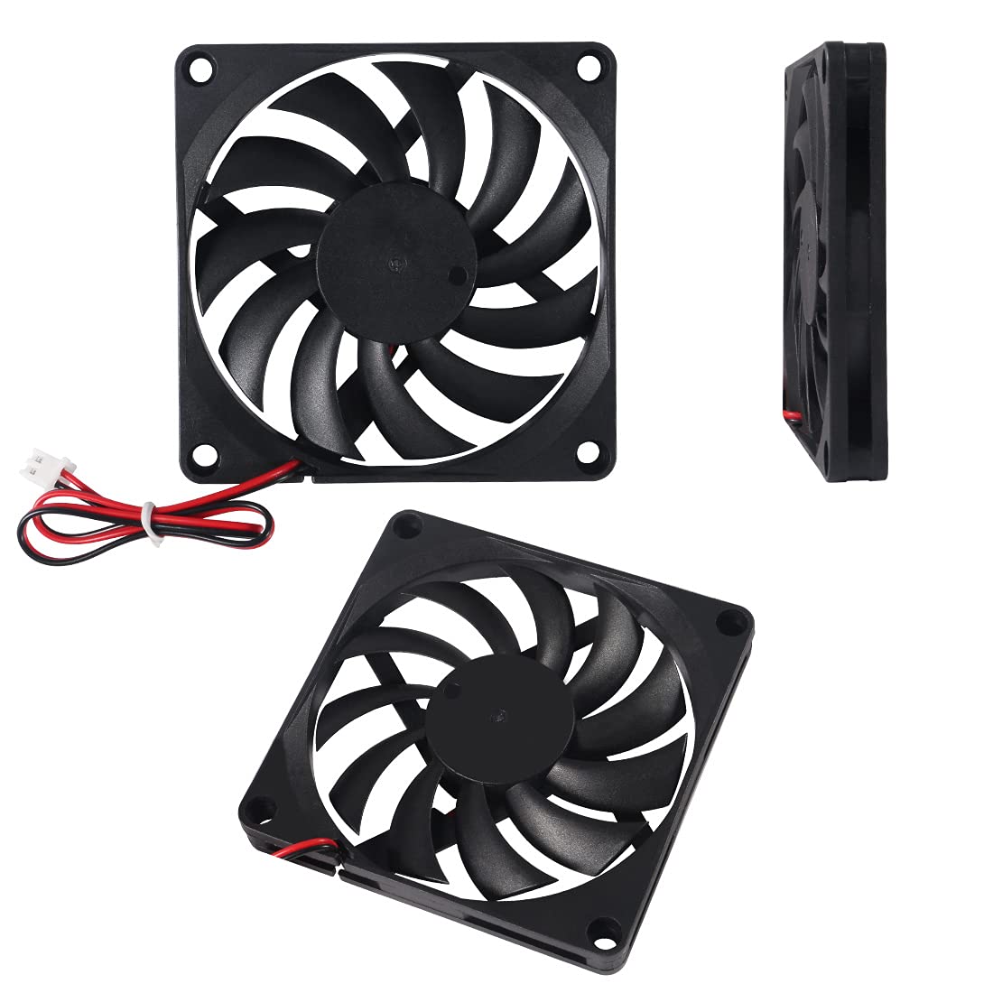 2Pcs DC 12V 8010 Cooling Fan - Dual Ball Bearings 80mm x 10mm Brushless Fan for 3D Printers, PC CPU, Computer Case & Small Heat Dissipation Equipment | High Performance Cooling Solution for Electronics & DIY Projects