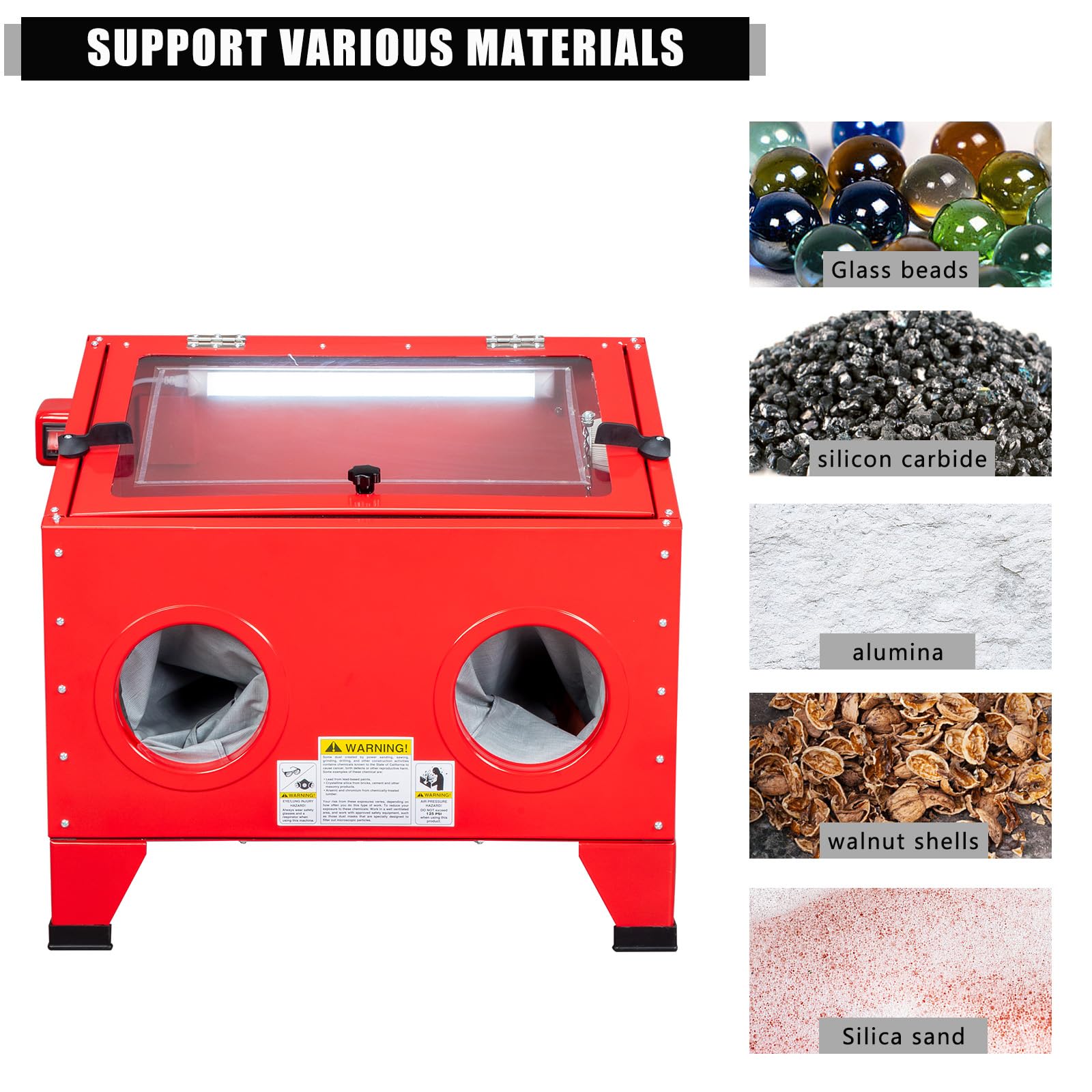 25 Gallon Portable Bench Top Sand Blasting Cabinet - Heavy Duty Steel Air Sandblaster with Spray Gun for Metal, Wood & Auto Restoration - Works with 40-80PSI/5CFM Air Compressor - Perfect for DIY Projects, Rust Removal & Surface Preparation