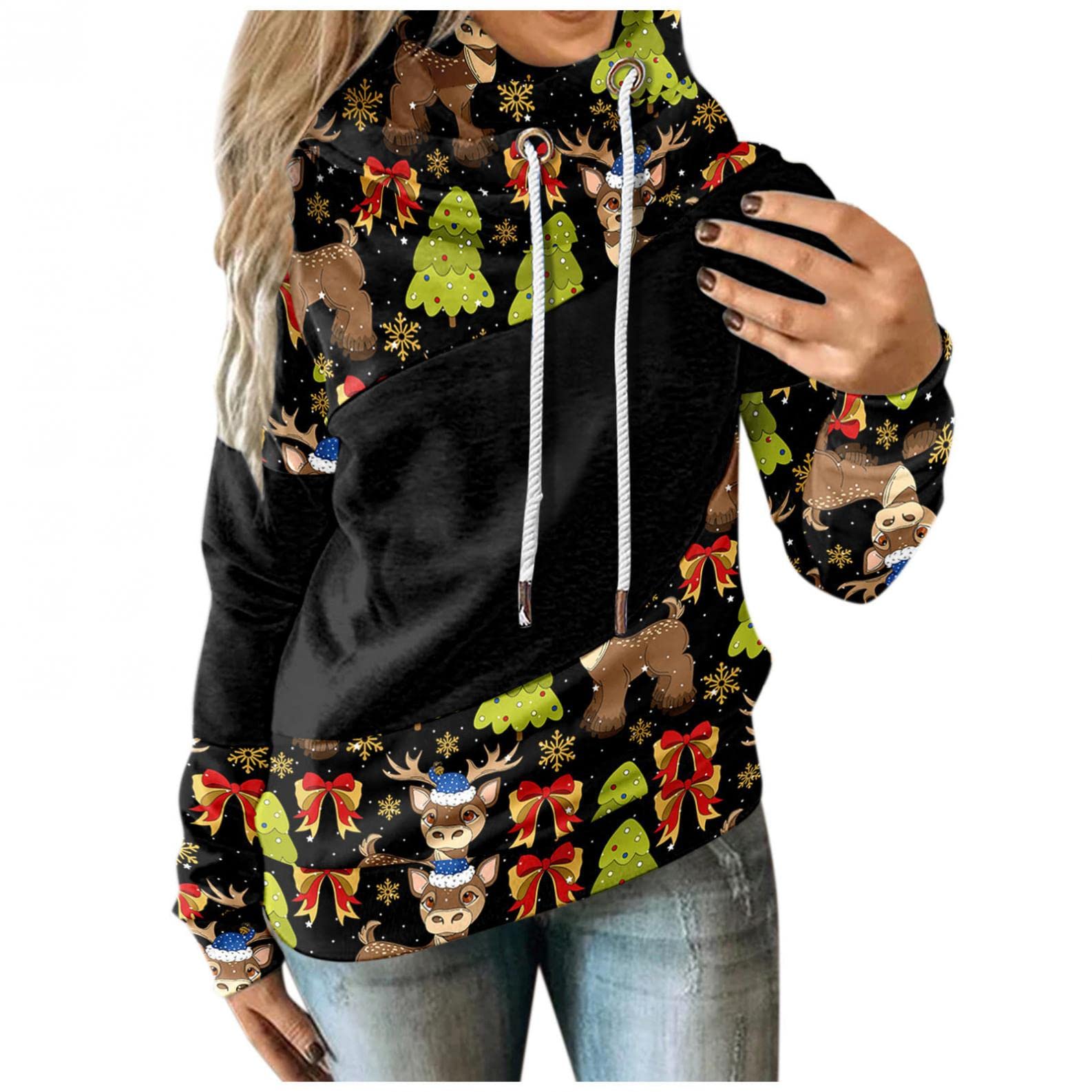 Gibobby Women's Colorblock Hooded Sweatshirt - Fall Pullover with Cowl Neck & Long Sleeves | Casual Streetwear for Autumn Outings, Coffee Dates & Weekend Errands