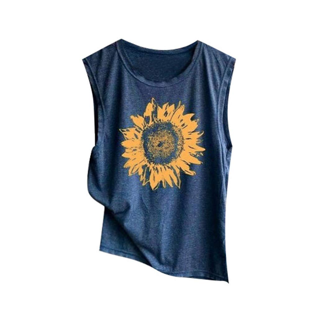 ZEFOTIM Women's Summer Sleeveless Printed Tank Top - Loose Fit Casual Tunic Blouse Tee - Comfortable & Breathable for Outdoor, Beach & Daily Wear