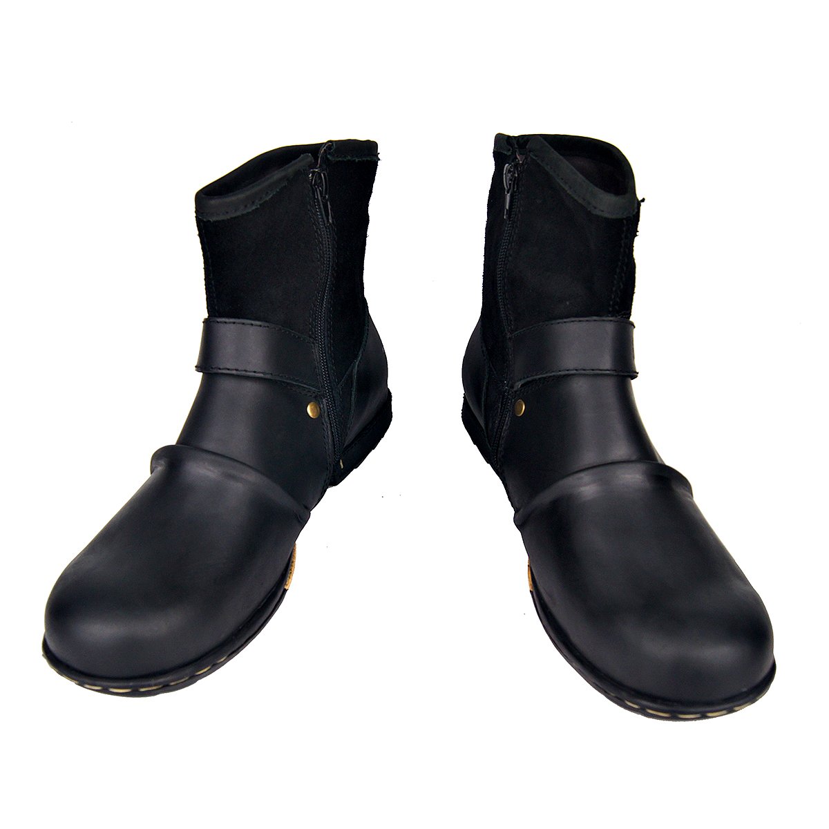 OSSTONE Men's Fashion Leather Chukka Boots with Zipper - Casual Motorcycle Shoes OS-5008-1-ABNH | Perfect for Riding, Daily Wear & Outdoor Activities