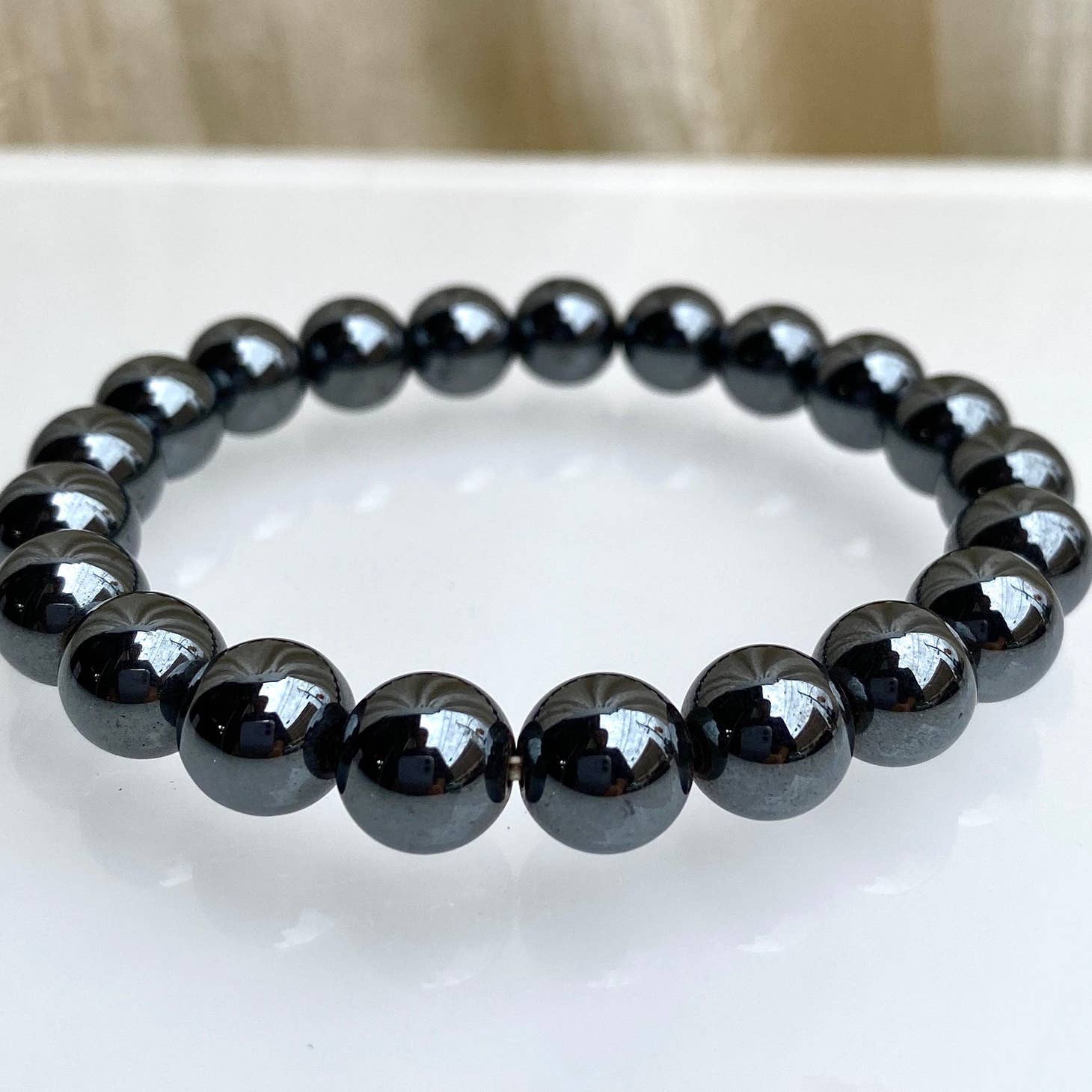 Healing Hematite Stretch Bracelet for Women & Men - Natural Stone Beaded Elastic Wristband for Stress Relief, Energy Balance & Fashion Accessory - Perfect for Yoga, Meditation & Everyday Wear