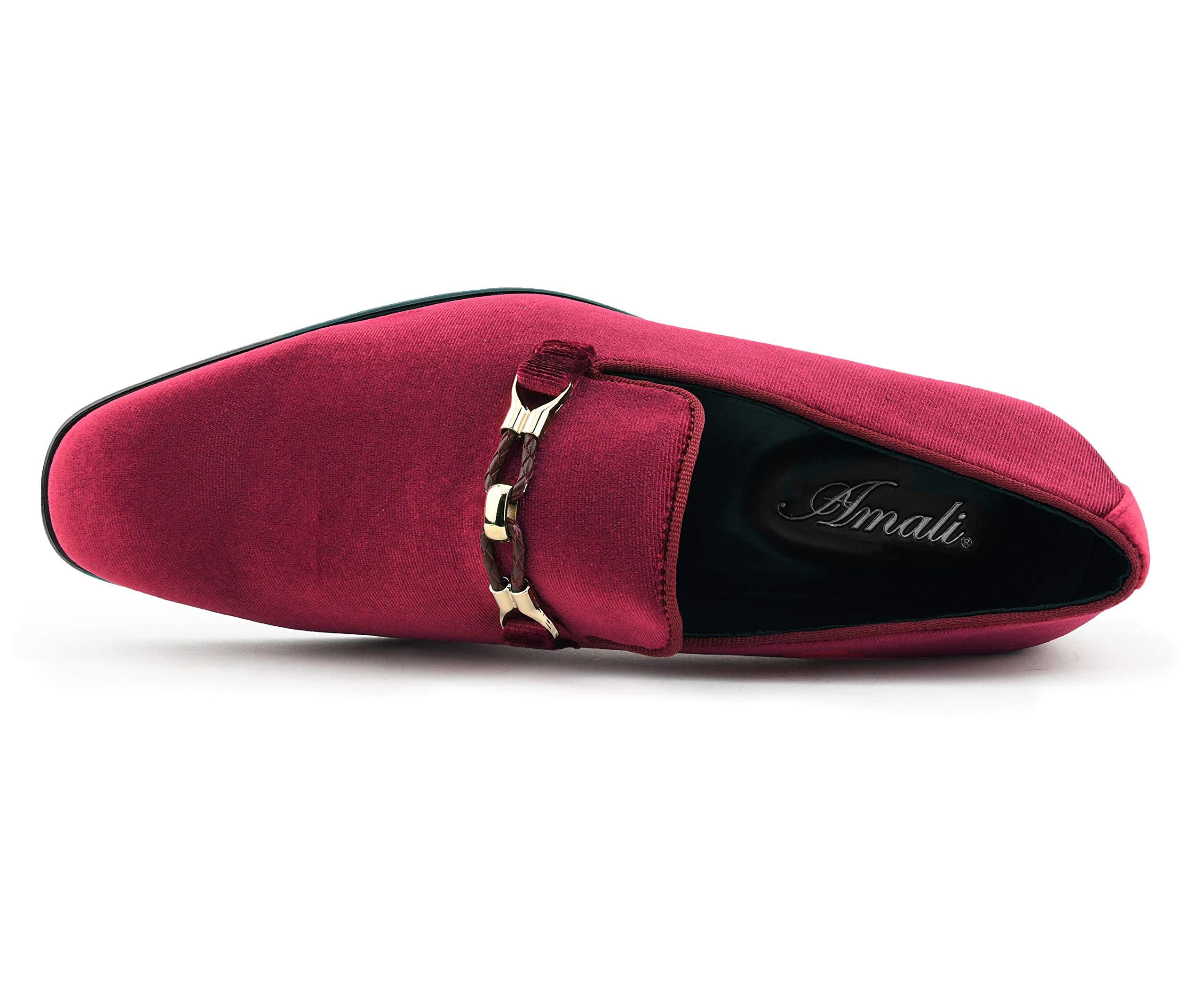 Amali Aller Men's Casual Loafers Slip-On Shoes - Velvet Tuxedo Dress Shoes with Metal & Knitted Buckle - Comfortable Formal & Business Wear for Weddings, Parties & Office Occasions