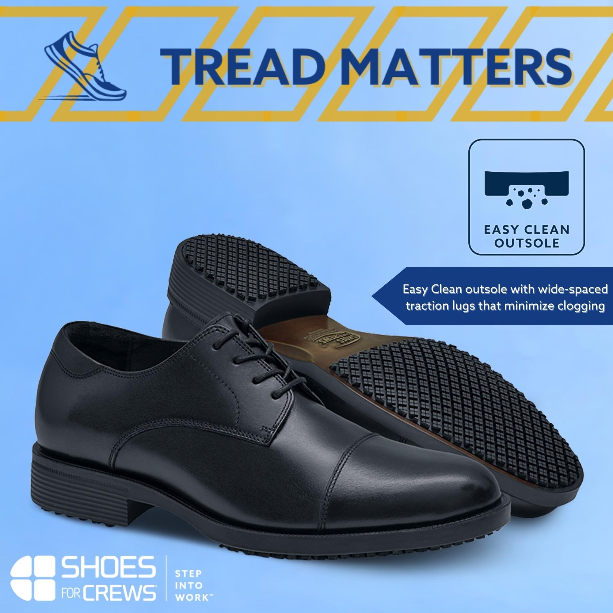 Slip-Resistant Men's Dress Shoes - Oxford Style Safety Work Shoes for Crews in Brown or Black | Non-Slip Professional Footwear for Restaurant, Hospitality & Office Workers