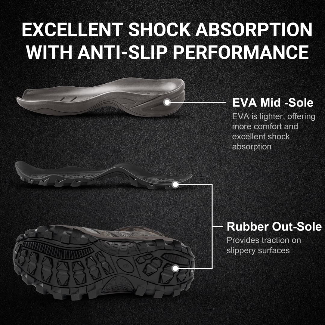 Obcursco Men's Waterproof Insulated 6mm Neoprene Hunting Boots - Camo Rubber Boots for Outdoor Activities, Hiking & Cold Weather - Perfect for Hunting, Fishing & Farm Work