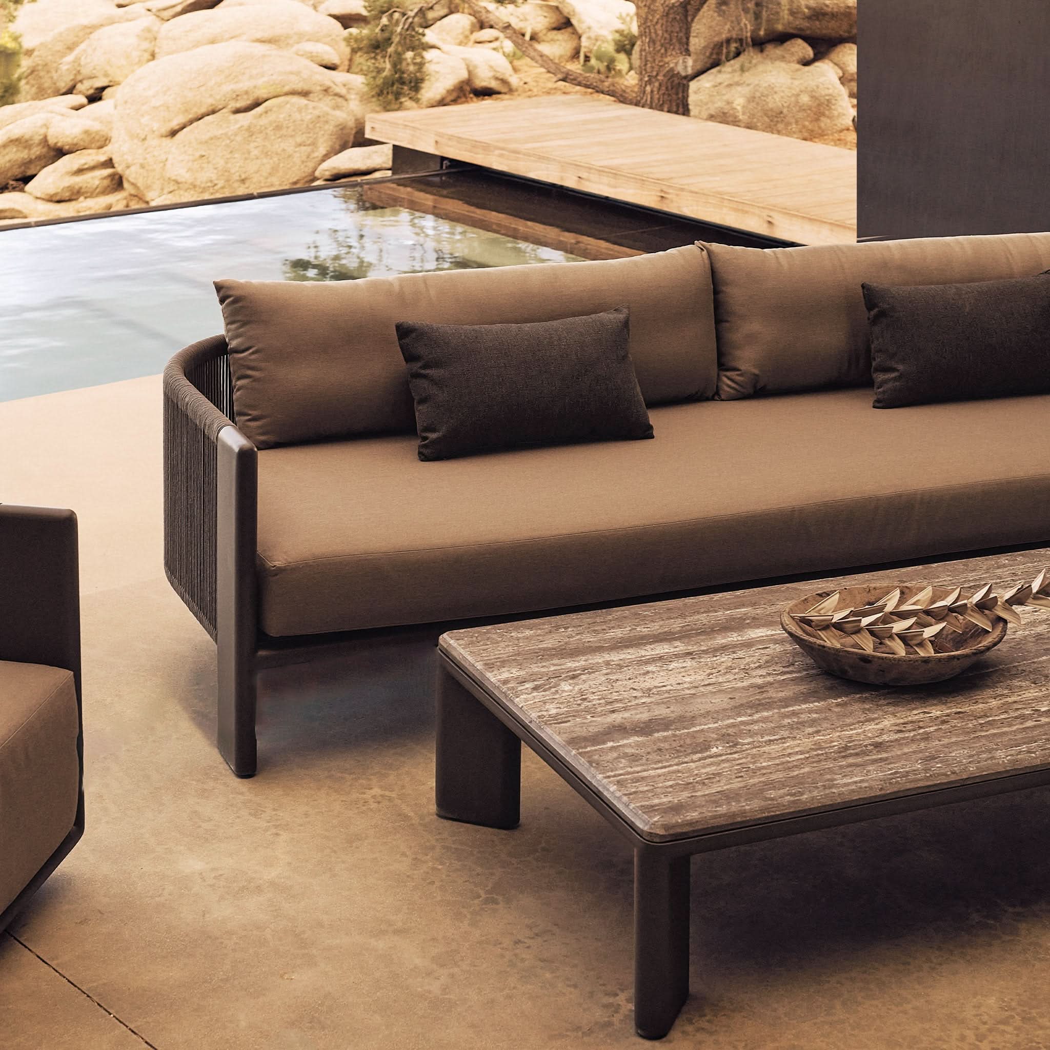 Modern Palm Beach Aluminum Rectangle Coffee Table - Stylish & Durable Indoor Outdoor Living Room Patio Furniture