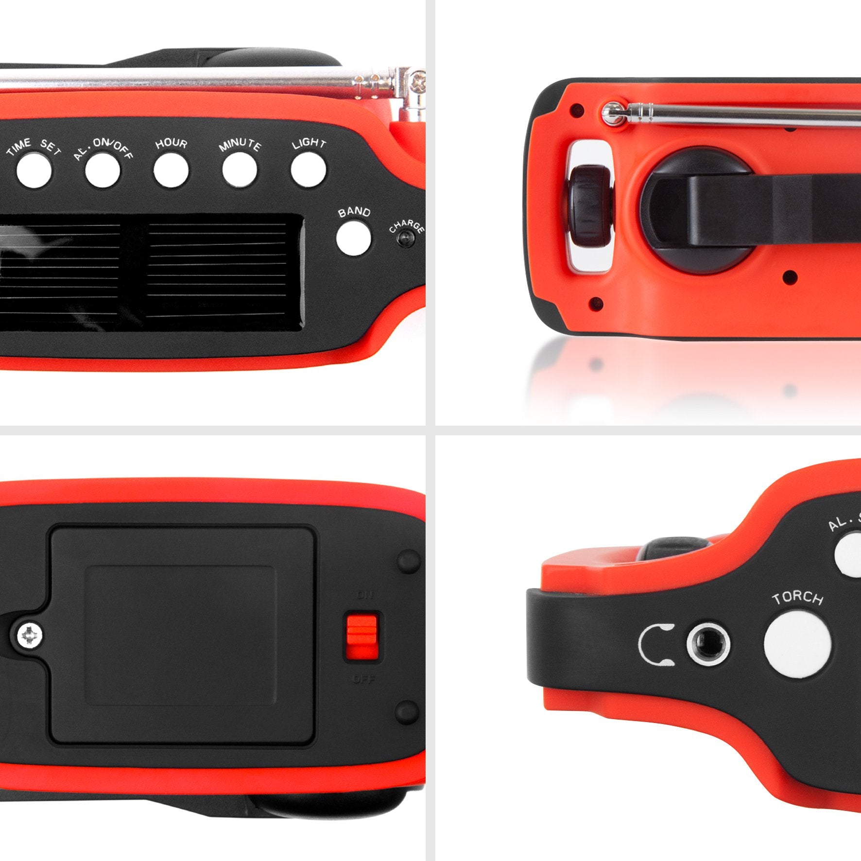 Duronic Solar Powered Flashlight & AM/FM Radio - Rechargeable, Portable, 3 Charging Methods (Solar, Hand Crank, Battery-Free) with Adjustable Antenna | Perfect for Camping, Hiking, Emergencies & Outdoor Adventures