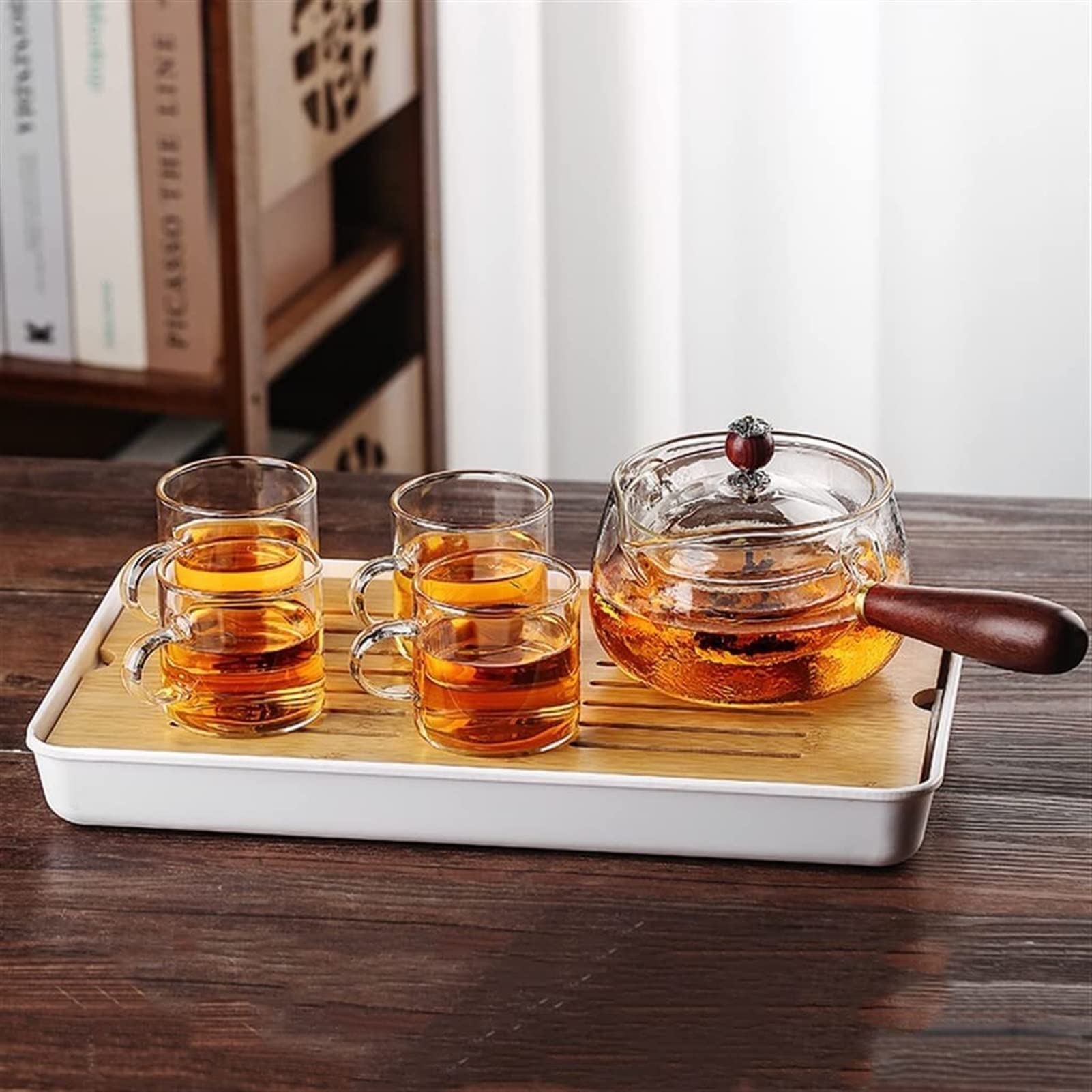 YQBUER Heat-Resistant Glass Teapot with Side Handle - 32oz Tea Infuser with Removable Strainer, Perfect for Loose Leaf Tea, Herbal Tea, and Iced Tea - Ideal for Home, Office, and Tea Party Use