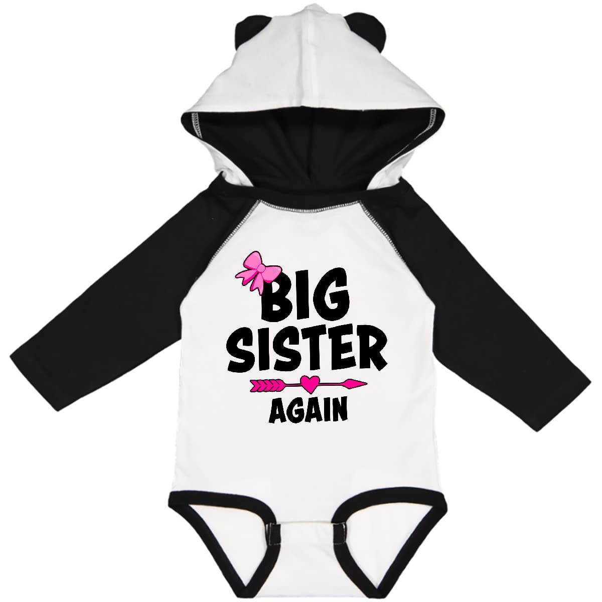 Inktastic Big Sister Again with Bow and Arrow Long Sleeve Baby Bodysuit - Cute Sibling Outfit for Newborns & Infants - Perfect for Family Photos, Birthdays, and Special Occasions