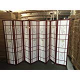 Small FLOEWR Room Divider - Cherry Pine Wood Screen (8 Panels) for Home Office, Bedroom Privacy & Room Partition Decor