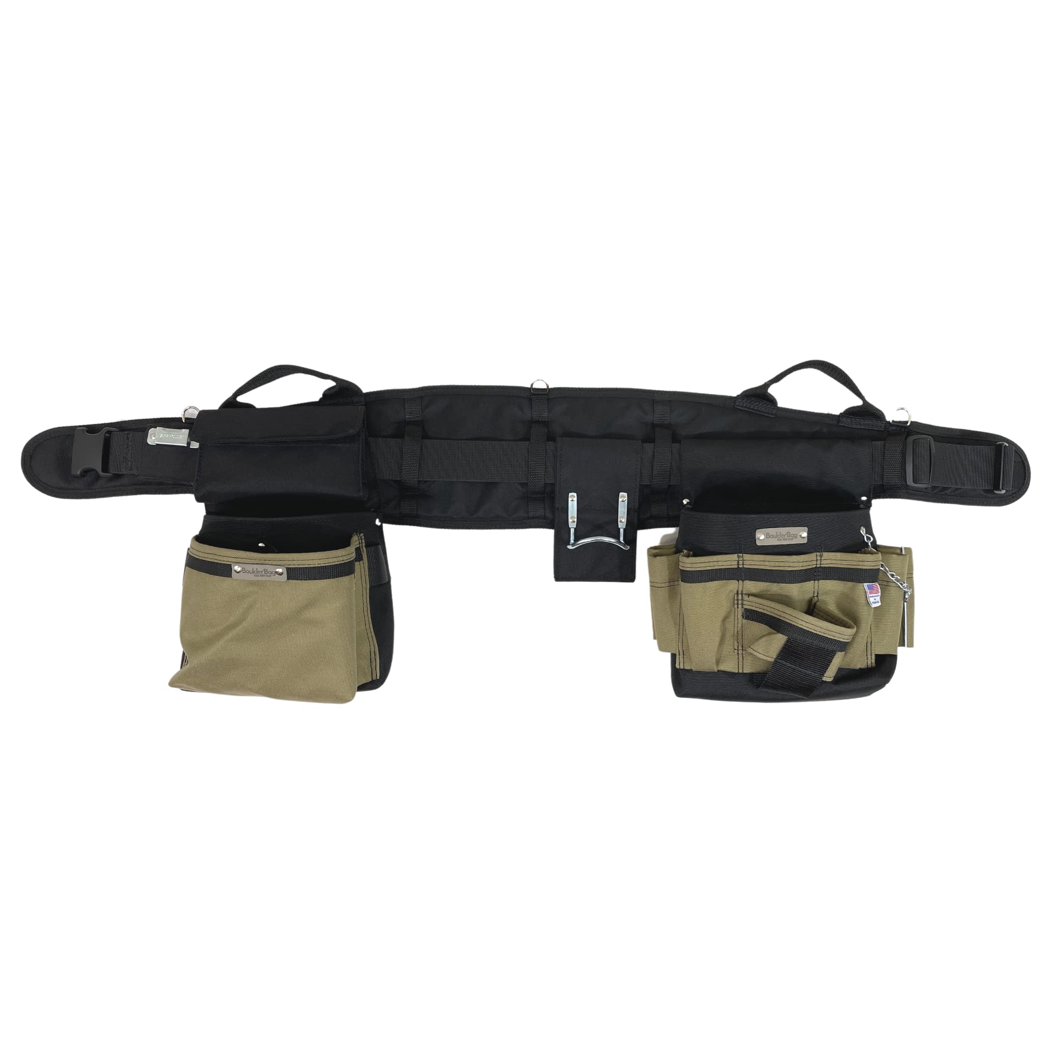 BOULDER BAG Ultimate Electrician's MAX Combo Tool Belt with Comfort Back Support & Quick Release Buckle - Heavy Duty Tan Work Belt (3X-Large 49-56 Inch Waist) - Made in USA - Perfect for Construction, Electrical Work & DIY Home Improvement Projects