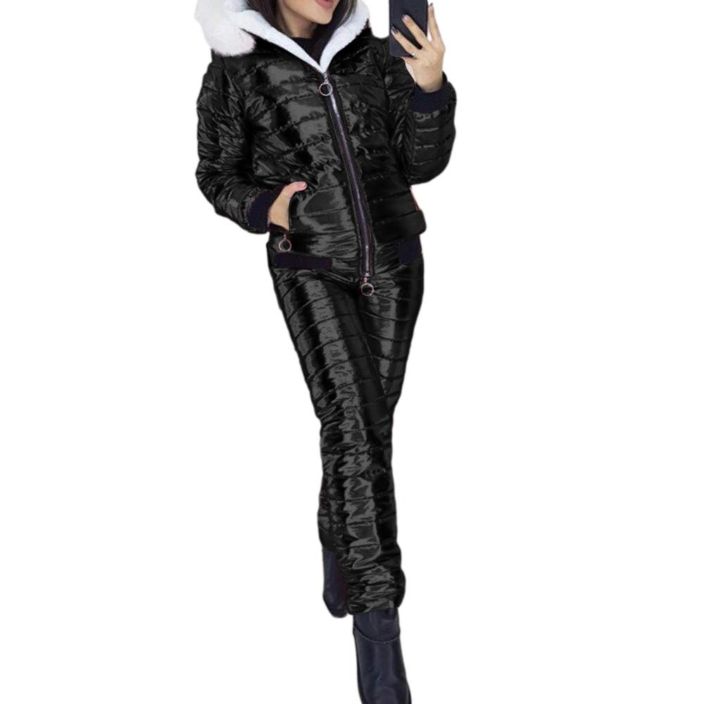 Women's 2-Piece Waterproof Ski Suit - Windproof Snow Jumpsuit with Hood for Outdoor Winter Sports, Skiing, Snowboarding & Snow Play