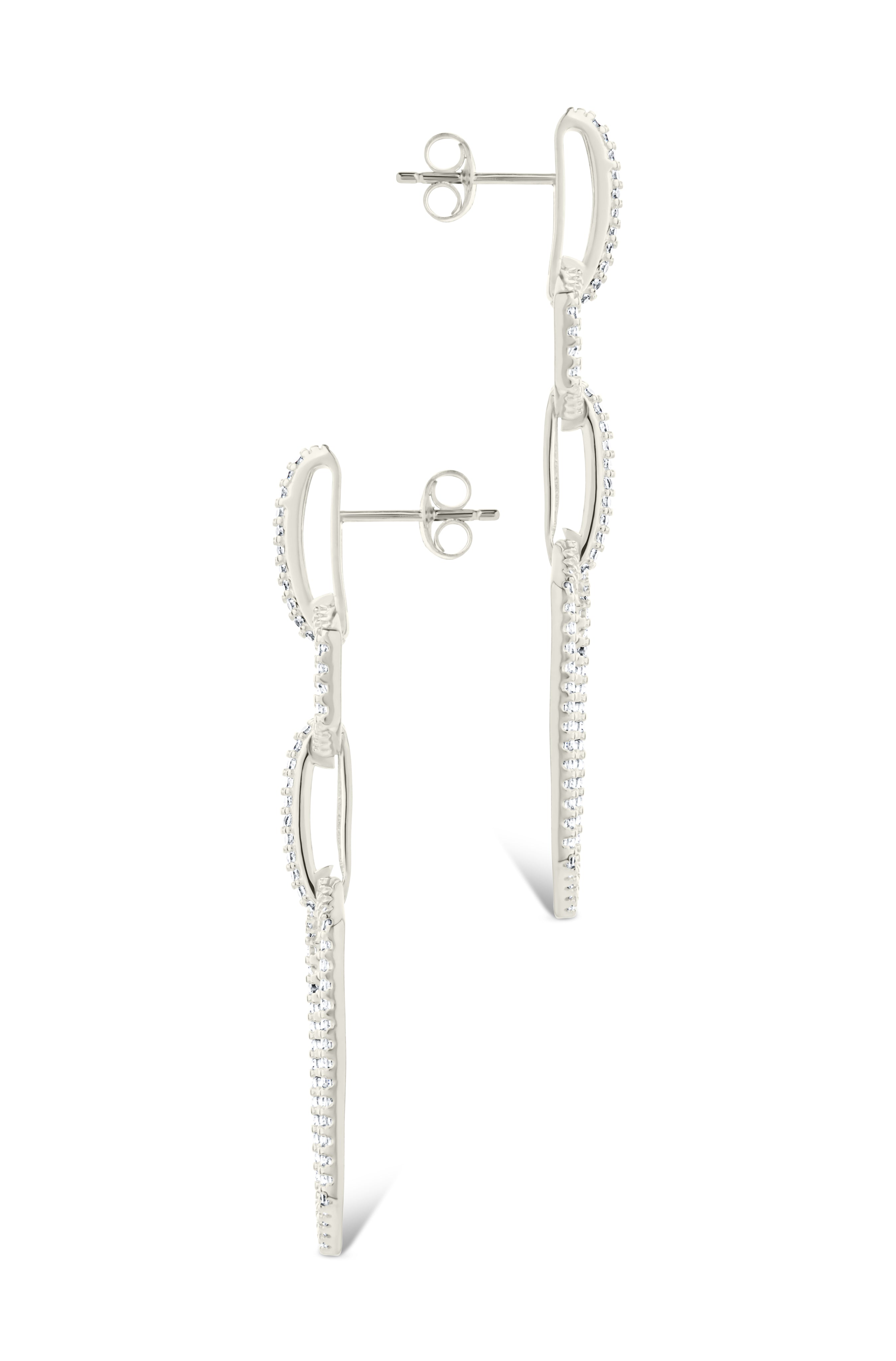 Harlene CZ Chain Link Drop Stud Earrings for Women - Sparkling Cubic Zirconia Dangle Earrings for Party, Wedding & Evening Wear