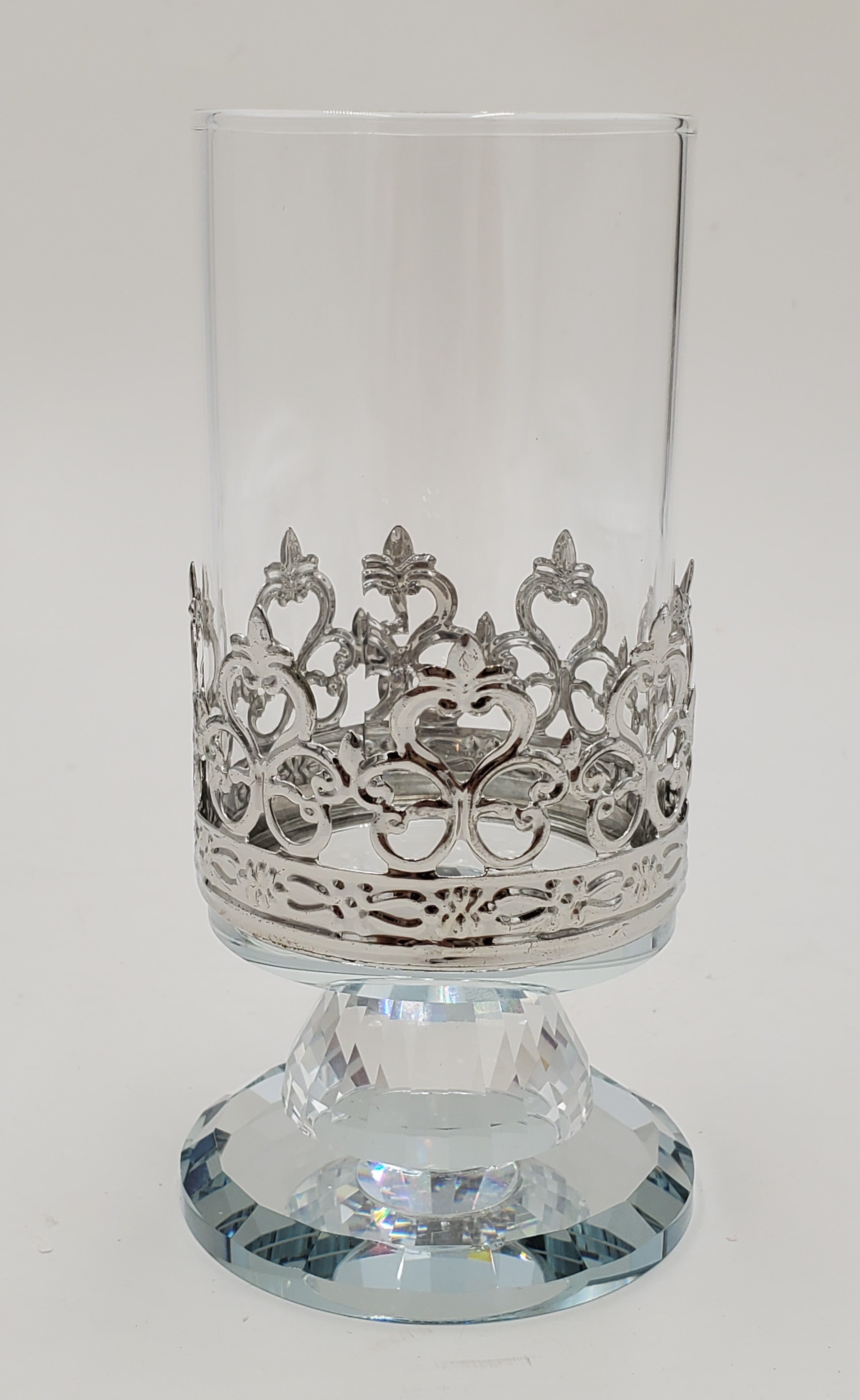 2.25x5.5 Inch Elegant Silver Footed Glass Vase - Perfect for Wedding Centerpieces, Home Decor, and Floral Arrangements