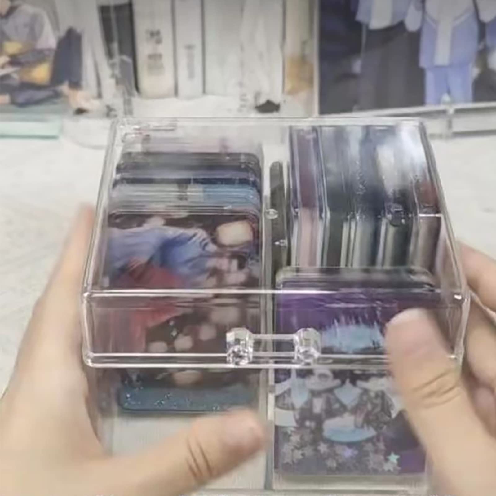 1 PCS Transparent Photocard Storage Box - 2 Grids Photo Card Holder & Collection Organizer for K-Pop, Trading Cards, Polaroids - Perfect for Collectors, Fans, and Organizing Memories