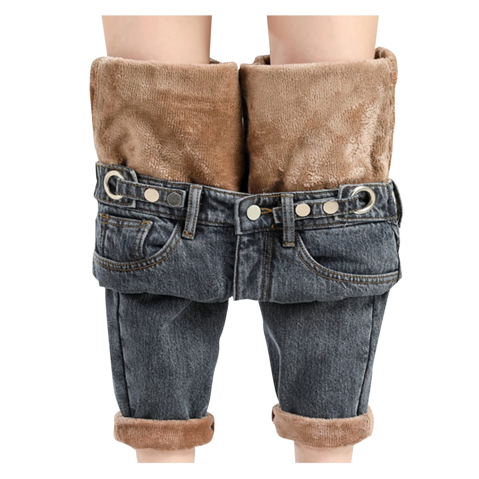 Women's High Waist Skinny Fleece Lined Jeans - Winter Sherpa Lined Denim Pants with Destroyed Vintage Look for Cold Weather | Perfect for Casual Outfits, Workwear & Outdoor Activities