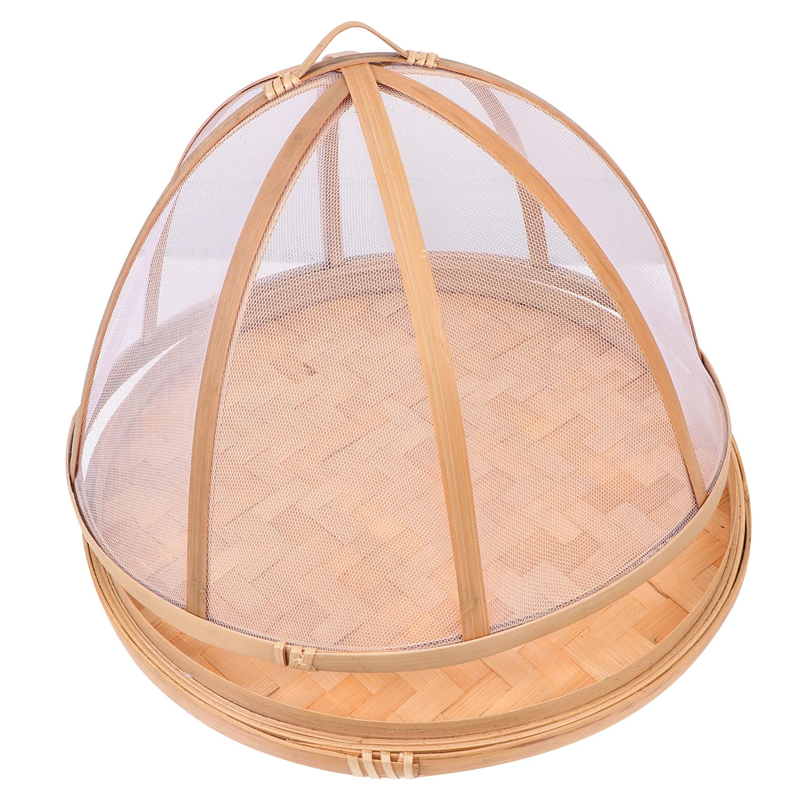 Hemoton Bamboo Food Cover with Lid - Outdoor Picnic & Camping Mesh Tray