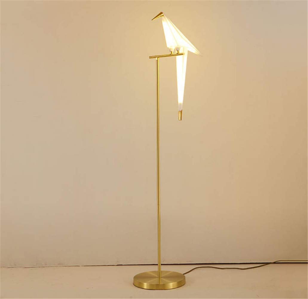 72 Inch Modern LED Paper Crane Bird Floor Lamp with PVC Lampshade & Metal Base - Elegant Lighting for Bedroom, Living Room, Dining Room, Study or Loft Decor (One Bird Design) - Perfect for Creating a Cozy Ambiance and Artistic Focal Point